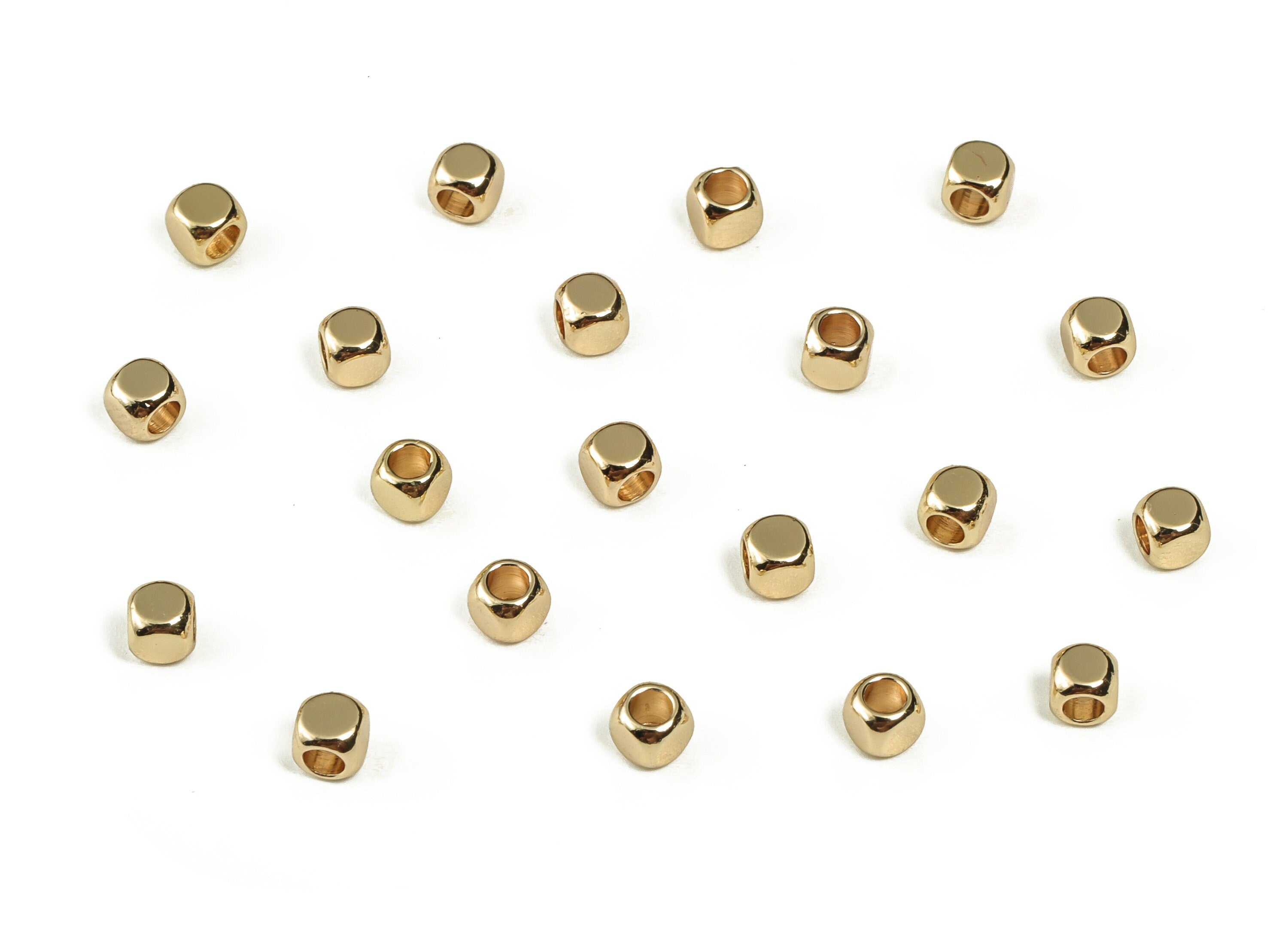 Brass Tiny Square Spacer Beads – Dice Beads – Cube Square Beads - 18K Gold Plated Brass Beads – Jewelry Supplies - 2.99×2.99mm - RGP3252 - DOMEDBAZAAR