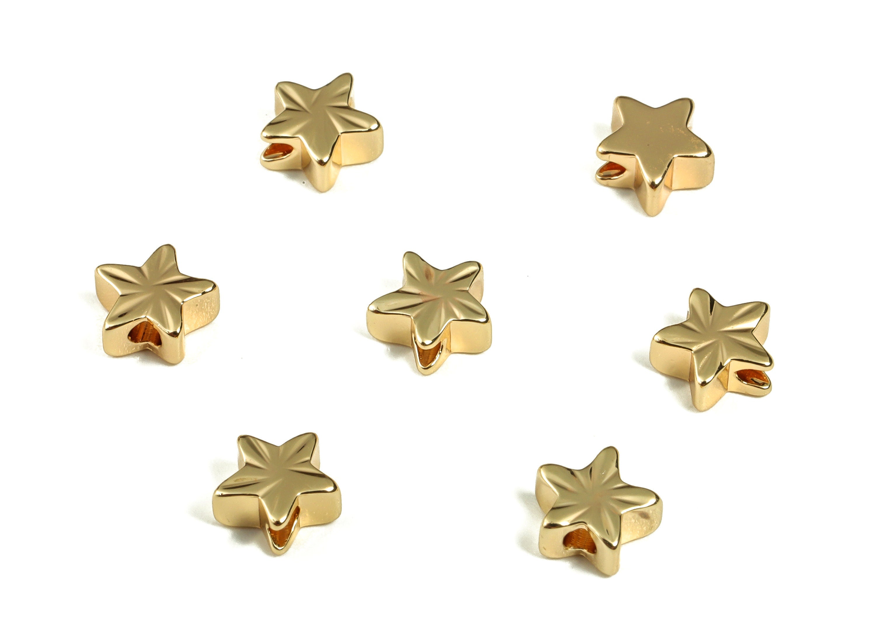 Star Spacer Charms – Brass Star Charms – Star Spacer Beads - 18K Real Gold Plated Brass – DIY Jewelry Supplies – 5.69x5.37x2.55mm – RGP3226 - DOMEDBAZAAR