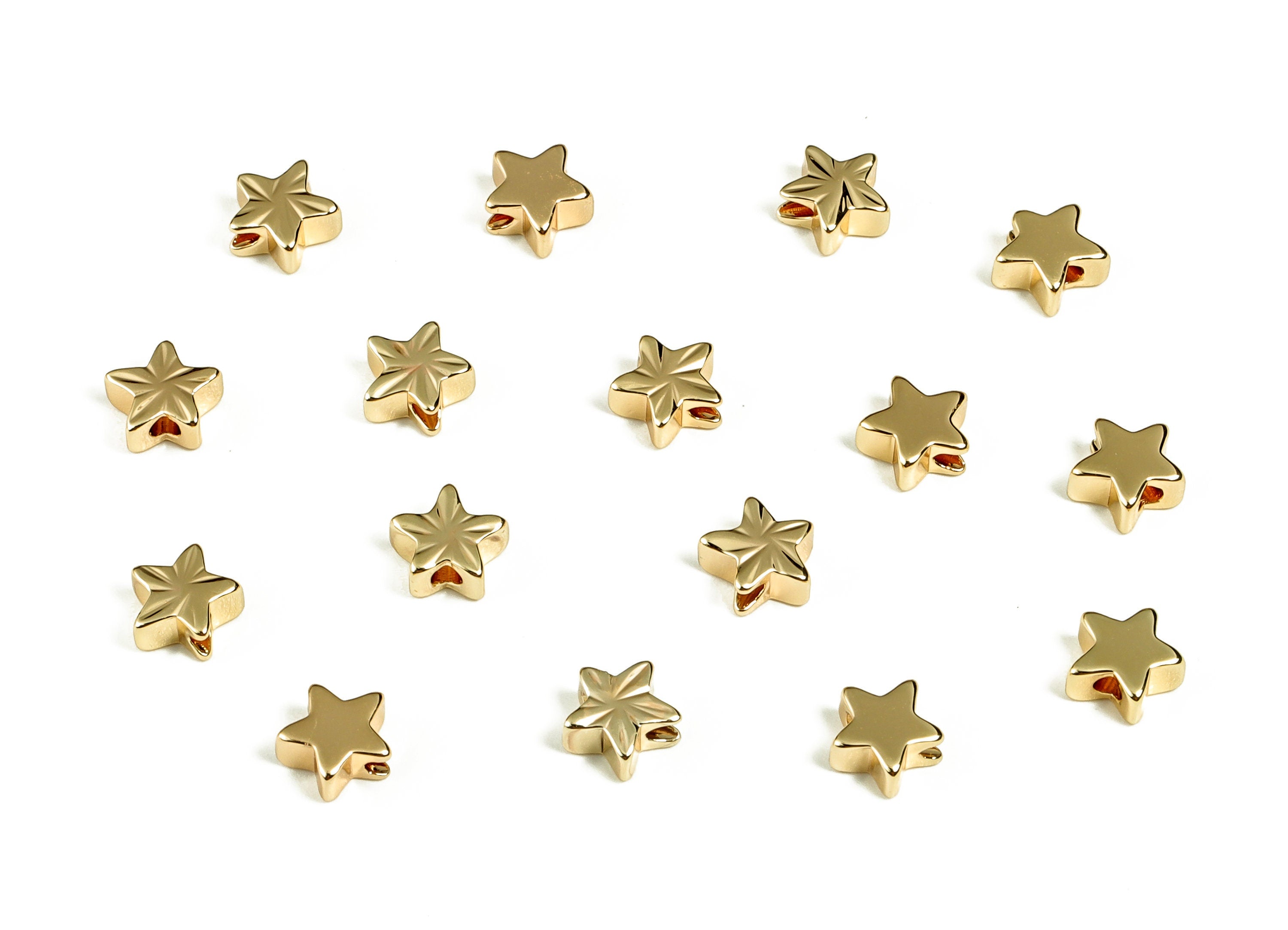 Star Spacer Charms – Brass Star Charms – Star Spacer Beads - 18K Real Gold Plated Brass – DIY Jewelry Supplies – 5.69x5.37x2.55mm – RGP3226 - DOMEDBAZAAR