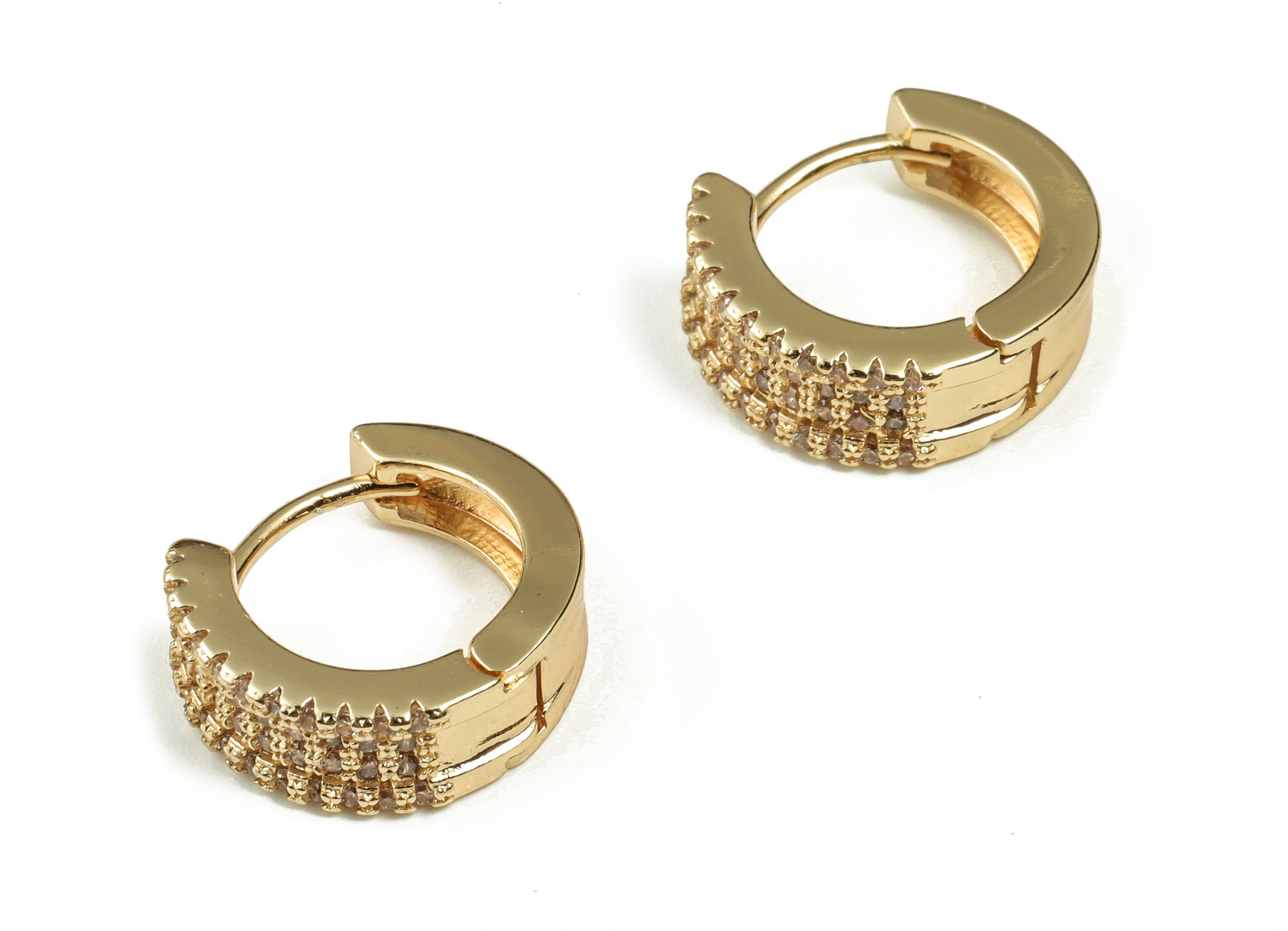 Brass Huggie Hoop Earrings – Dainty Hoop Earrings – 18K Real Gold Plated Brass Earrings - Earring Findings - 15.04×13.35×2.83mm - RGP3241 - DOMEDBAZAAR