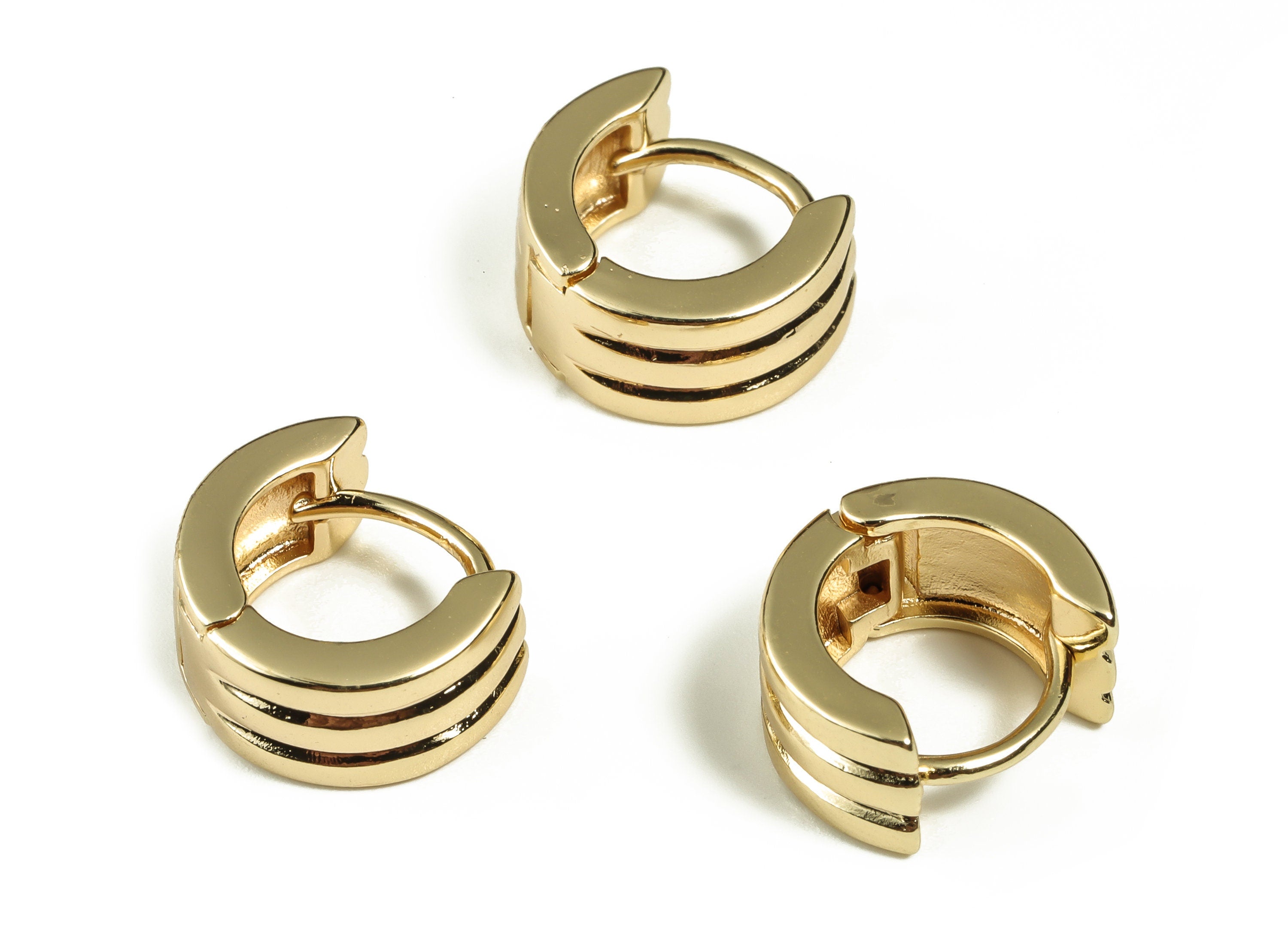 Brass Round Hoop Earrings - Dainty Earrings - Huggie Hoop Earrings -  18k Gold Plated Brass - Jewelry Supplies -14.03x12.45x2.73mm- RGP3201 - DOMEDBAZAAR