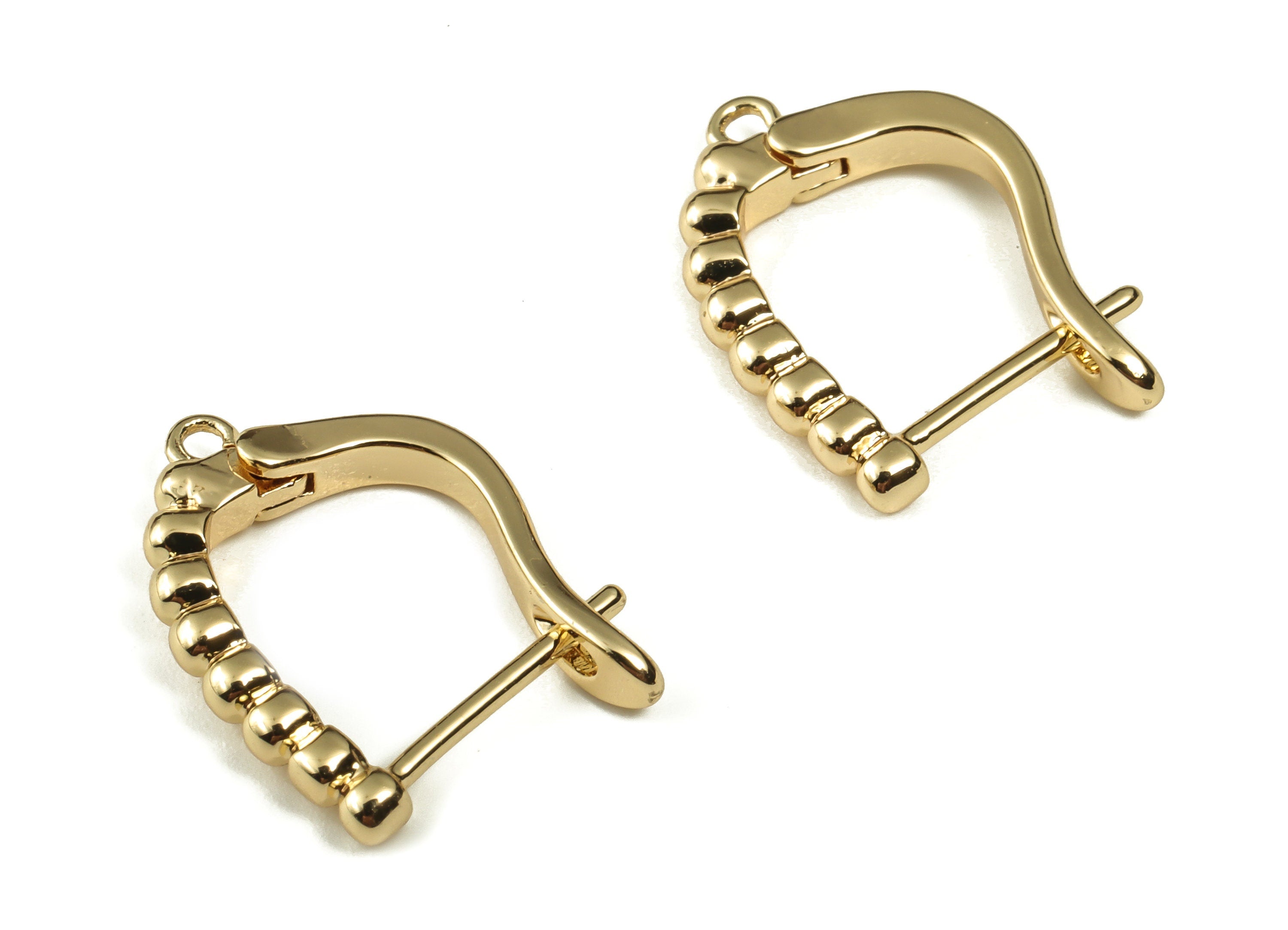 Beaded Hoop Earring with Open Ring – Huggie Earring Stud – DIY Earring Findings –18k Gold Plated Brass Earring -17.18×12.69×2.71mm - RGP3304 - DOMEDBAZAAR