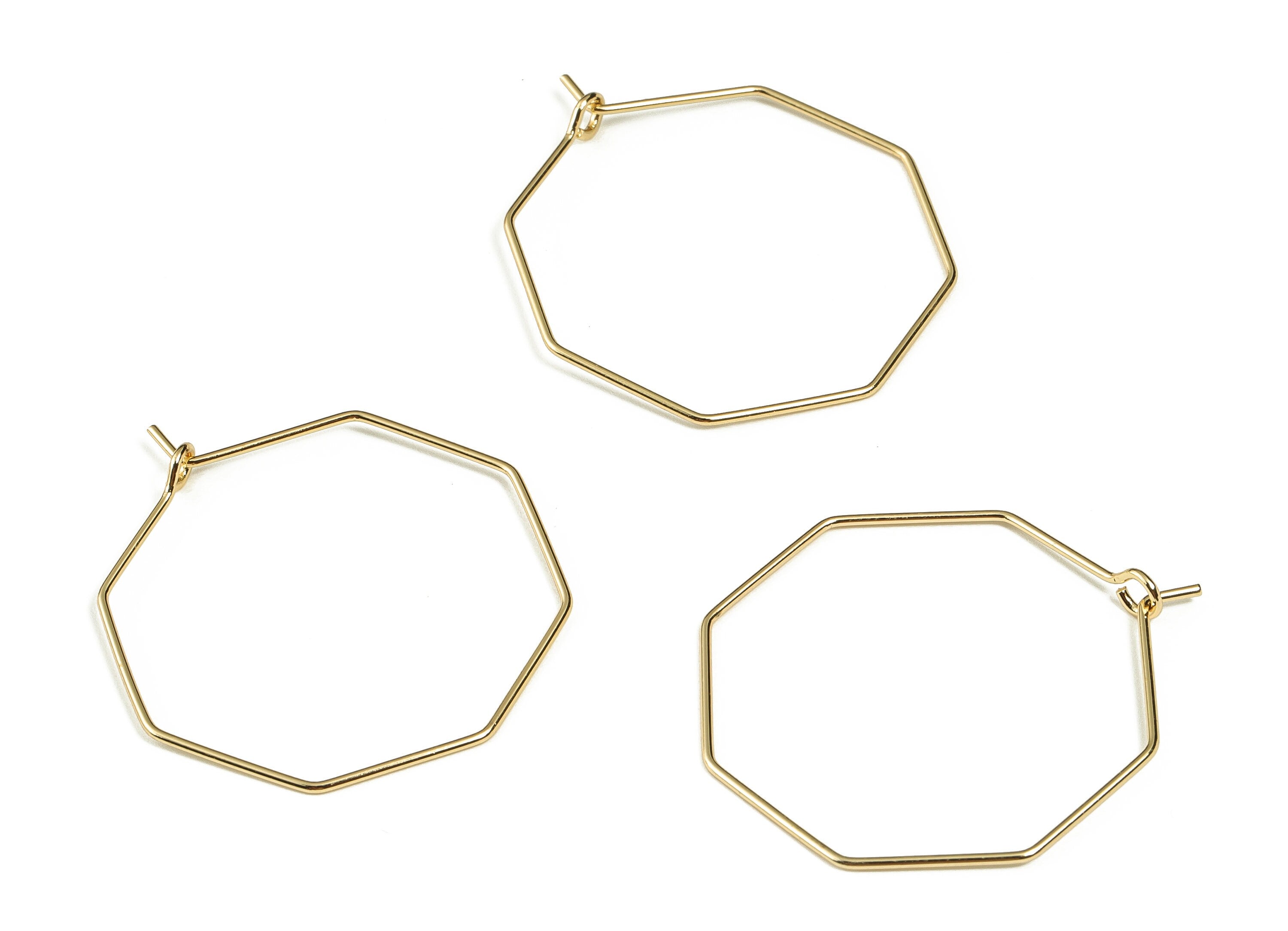 Brass Wire Octagon Earring - Wire Octagon Charm – 18K Real Gold Plated Brass – Jewelry Making Supplies – 33.54x27.96x0.67mm – RGP3232 - DOMEDBAZAAR