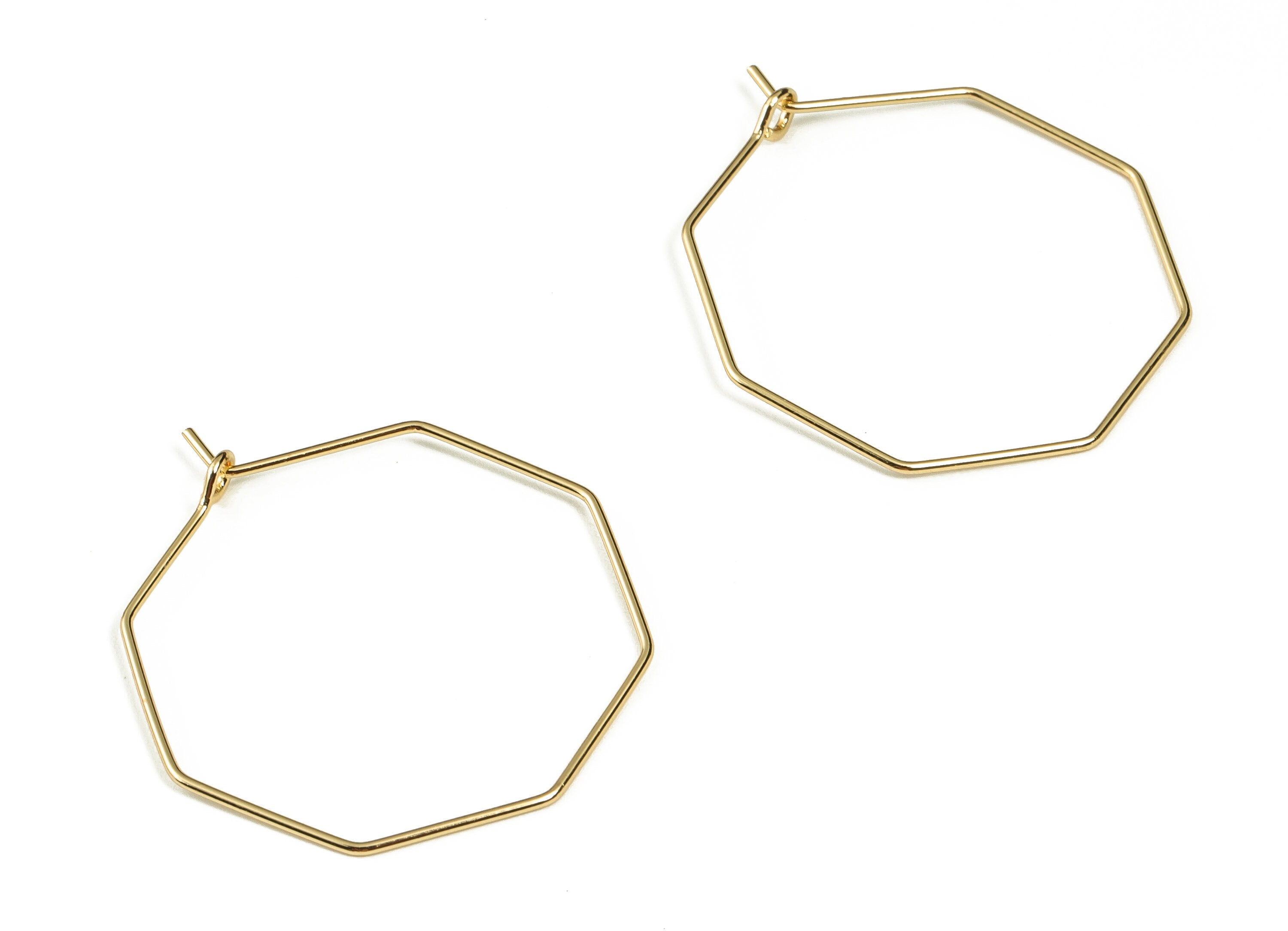 Brass Wire Octagon Earring - Wire Octagon Charm – 18K Real Gold Plated Brass – Jewelry Making Supplies – 33.54x27.96x0.67mm – RGP3232 - DOMEDBAZAAR