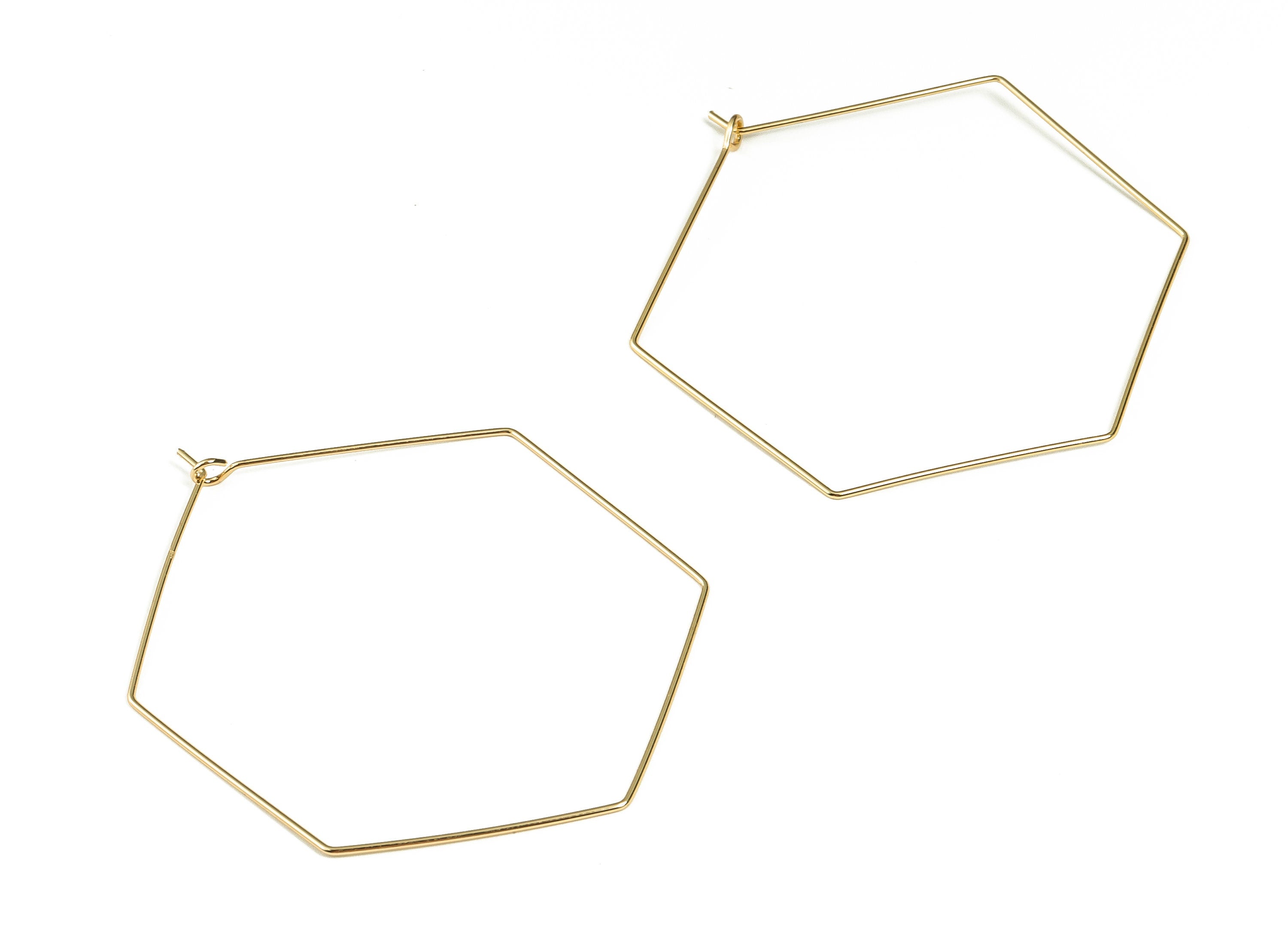 Brass Wire Pentagon Earring – Wire Pentagon Charm - 18K Real Gold Plated Brass – Jewelry Making Supplies – 59.15x49.54x0.68mm – RGP3231 - DOMEDBAZAAR