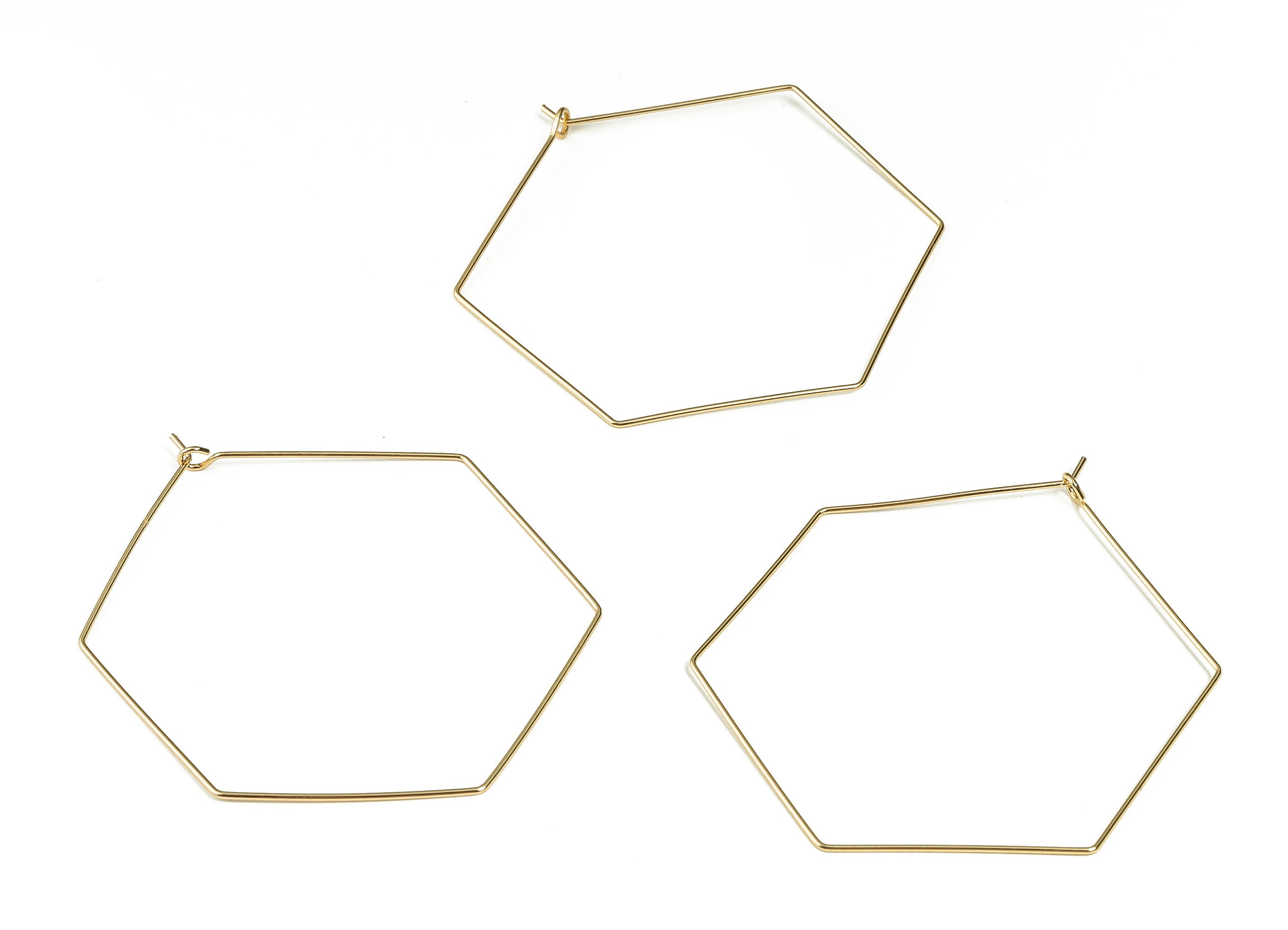 Brass Wire Pentagon Earring – Wire Pentagon Charm - 18K Real Gold Plated Brass – Jewelry Making Supplies – 59.15x49.54x0.68mm – RGP3231 - DOMEDBAZAAR