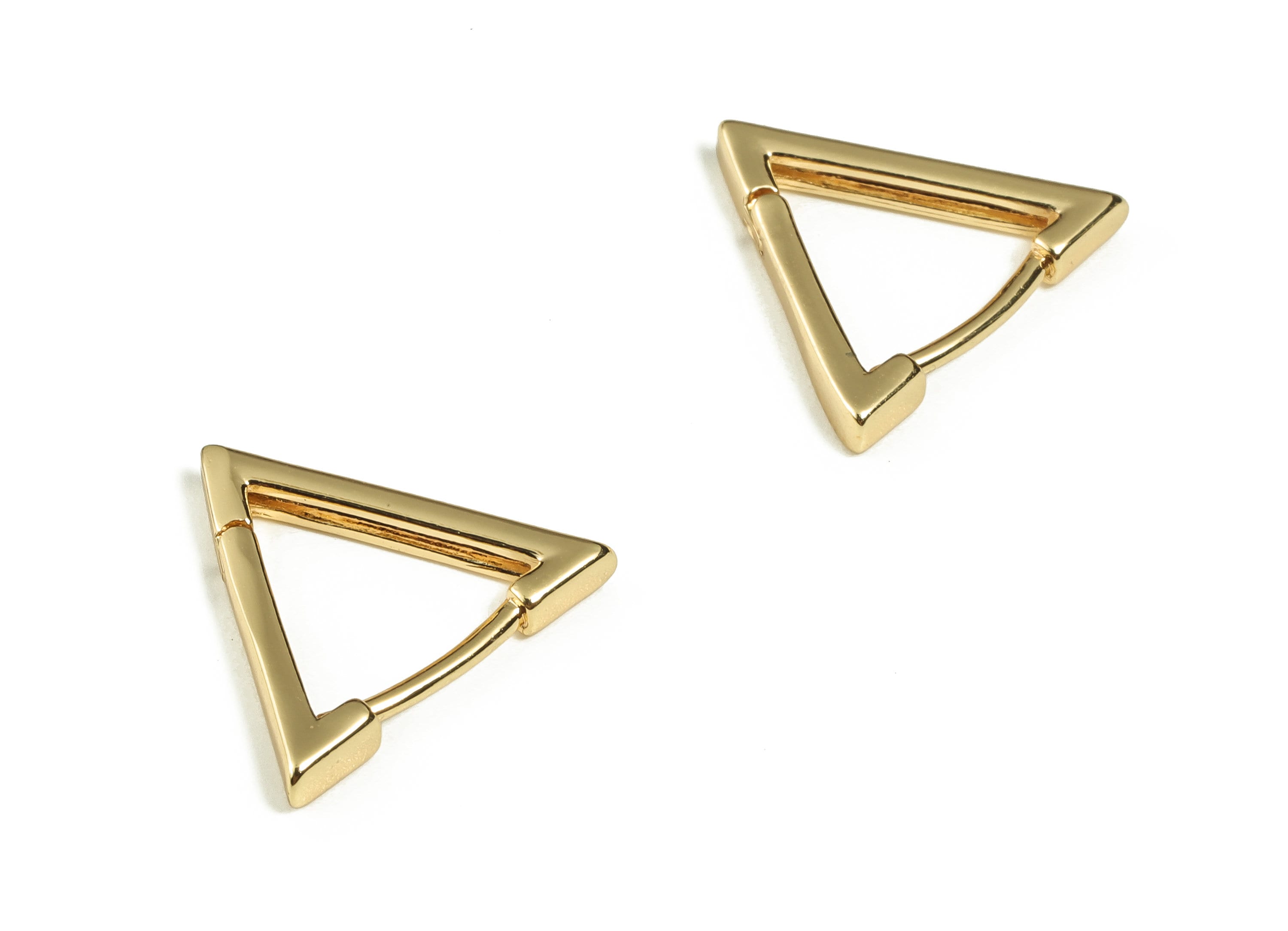 Brass Triangle Stud Earrings - Huggie Earrings - Geometric Earrings - 18k Gold Plated Brass - Jewelry Supplies -16.21x13.96x2.41mm- RGP3259 - DOMEDBAZAAR