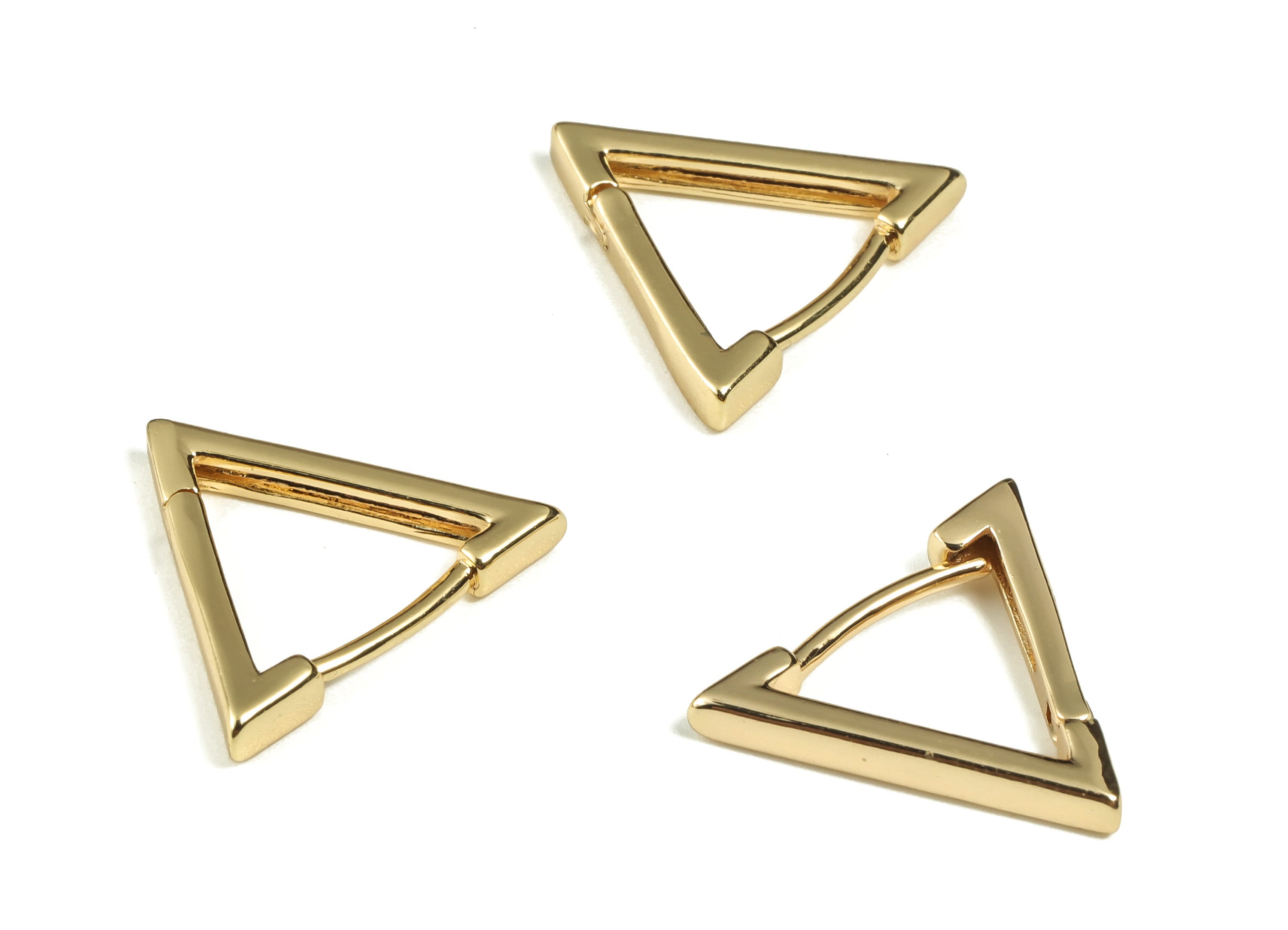 Brass Triangle Stud Earrings - Huggie Earrings - Geometric Earrings - 18k Gold Plated Brass - Jewelry Supplies -16.21x13.96x2.41mm- RGP3259 - DOMEDBAZAAR