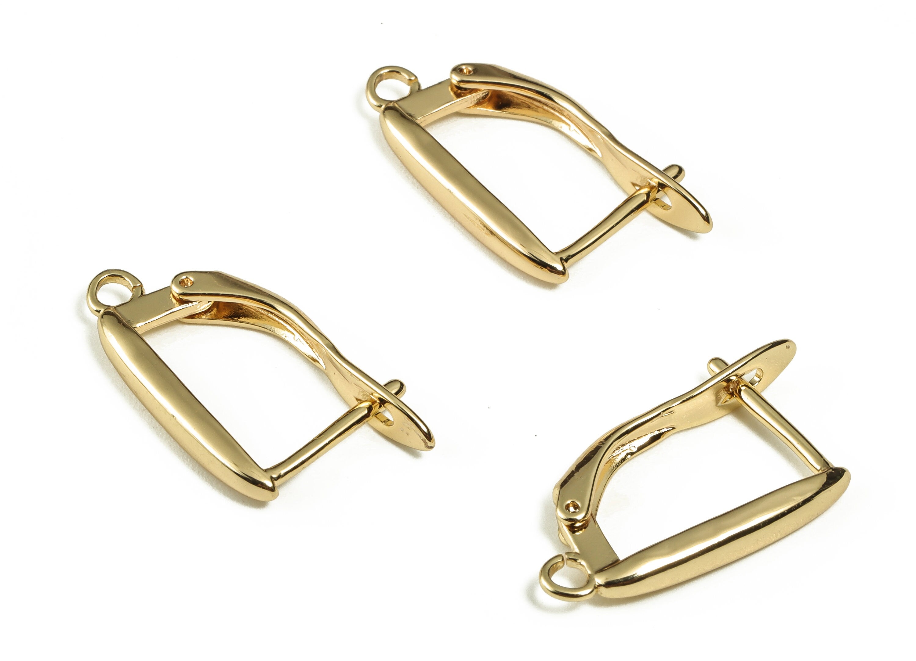 Brass Stud Earrings - Gold Plated Stud Earring with Loop - 18k Real Gold Plated Brass - Jewelry Making Supplies -21.04x10.96x1.77mm- RGP3277 - DOMEDBAZAAR