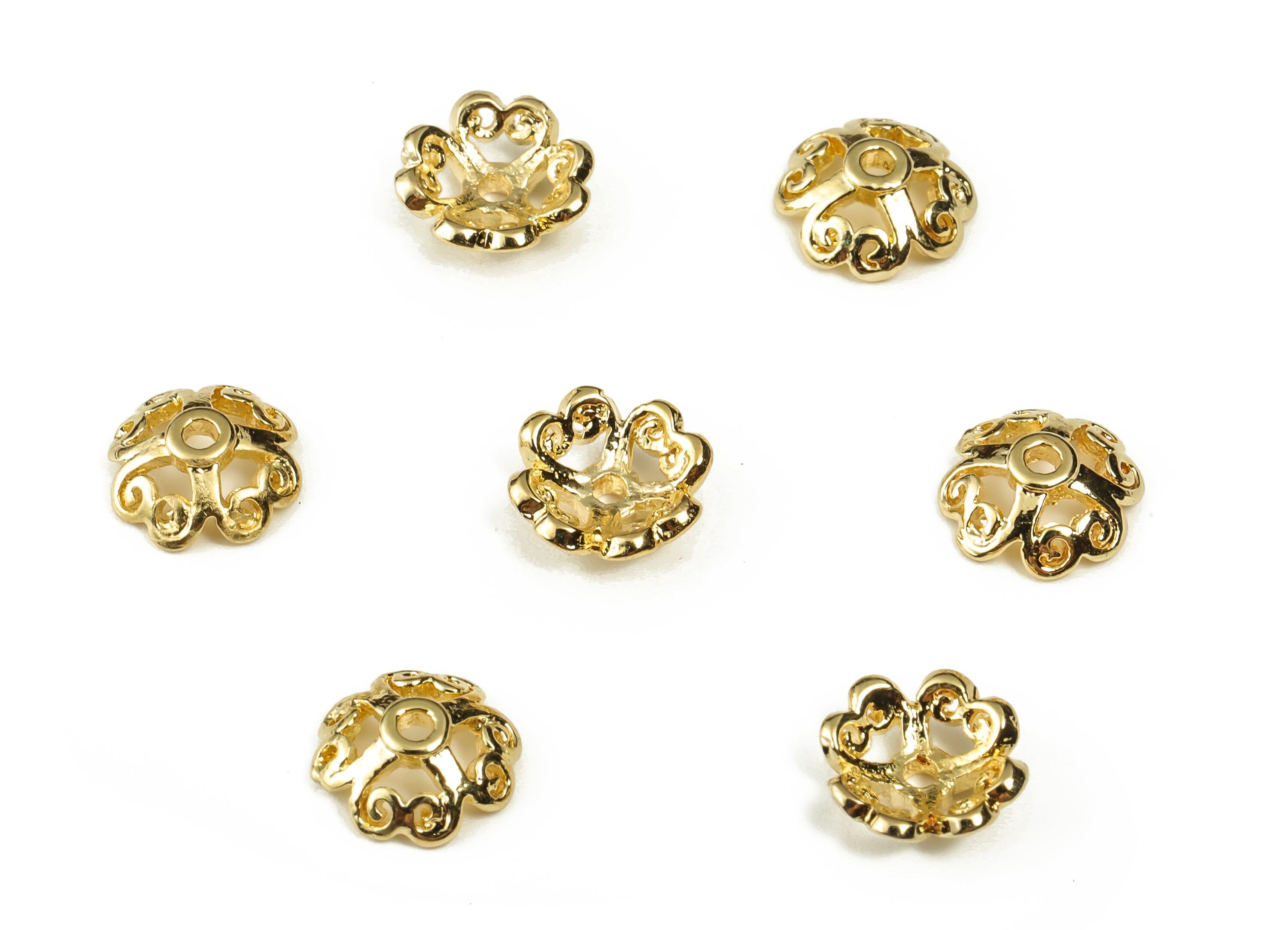 Flower Bead End Caps - Spacer Bead Caps - 18K Gold Plated Brass Bracelet Beads Cap – Jewelry Making Supplies - 8.07x8.07x1.22mm – RGP3221 - DOMEDBAZAAR