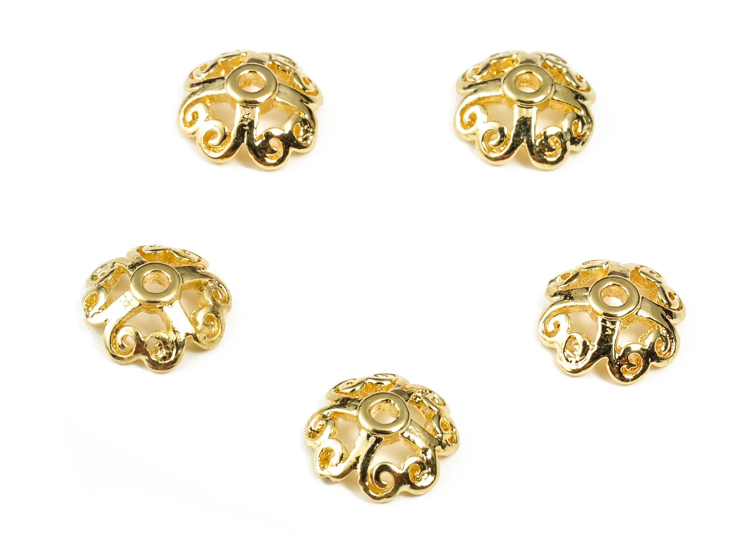 Flower Bead End Caps - Spacer Bead Caps - 18K Gold Plated Brass Bracelet Beads Cap – Jewelry Making Supplies - 8.07x8.07x1.22mm – RGP3221 - DOMEDBAZAAR