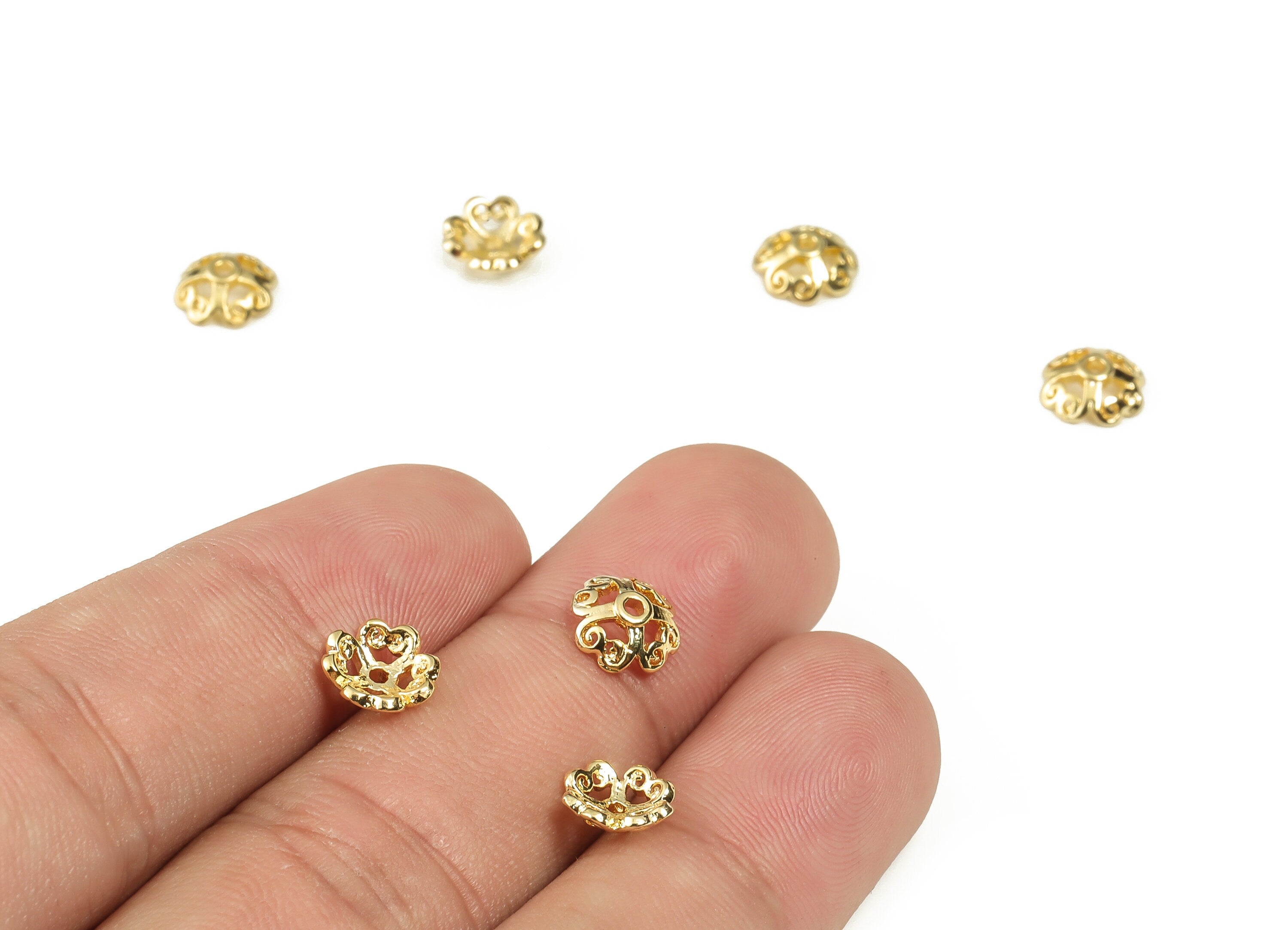 Flower Bead End Caps - Spacer Bead Caps - 18K Gold Plated Brass Bracelet Beads Cap – Jewelry Making Supplies - 8.07x8.07x1.22mm – RGP3221 - DOMEDBAZAAR
