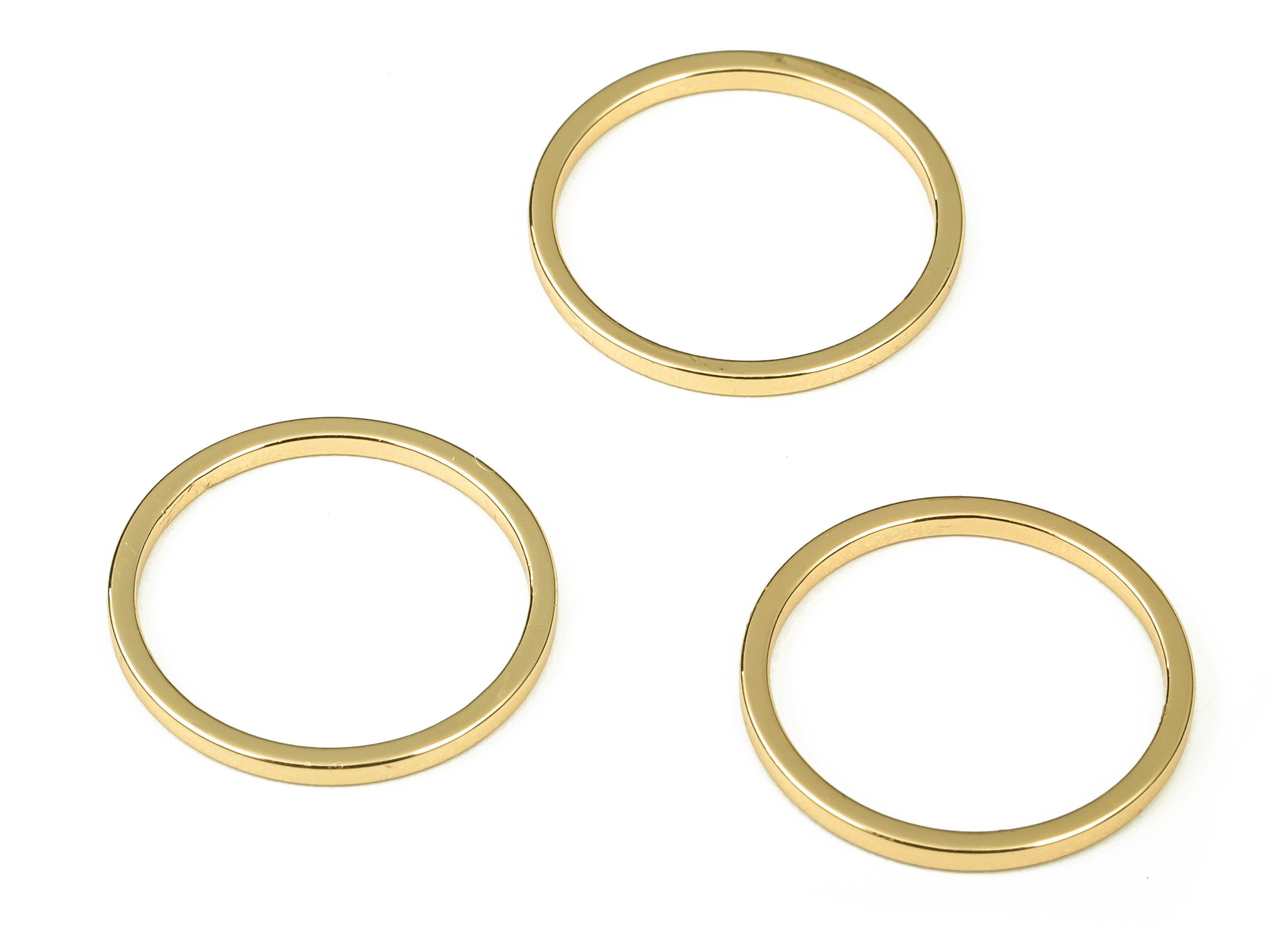 Brass Round Connector - Gold Round Links - Brass Circle Connector - 18K Real Gold Plated  Brass - Jewelry Supplies - 15x1x1mm - RGP3310-15 - DOMEDBAZAAR