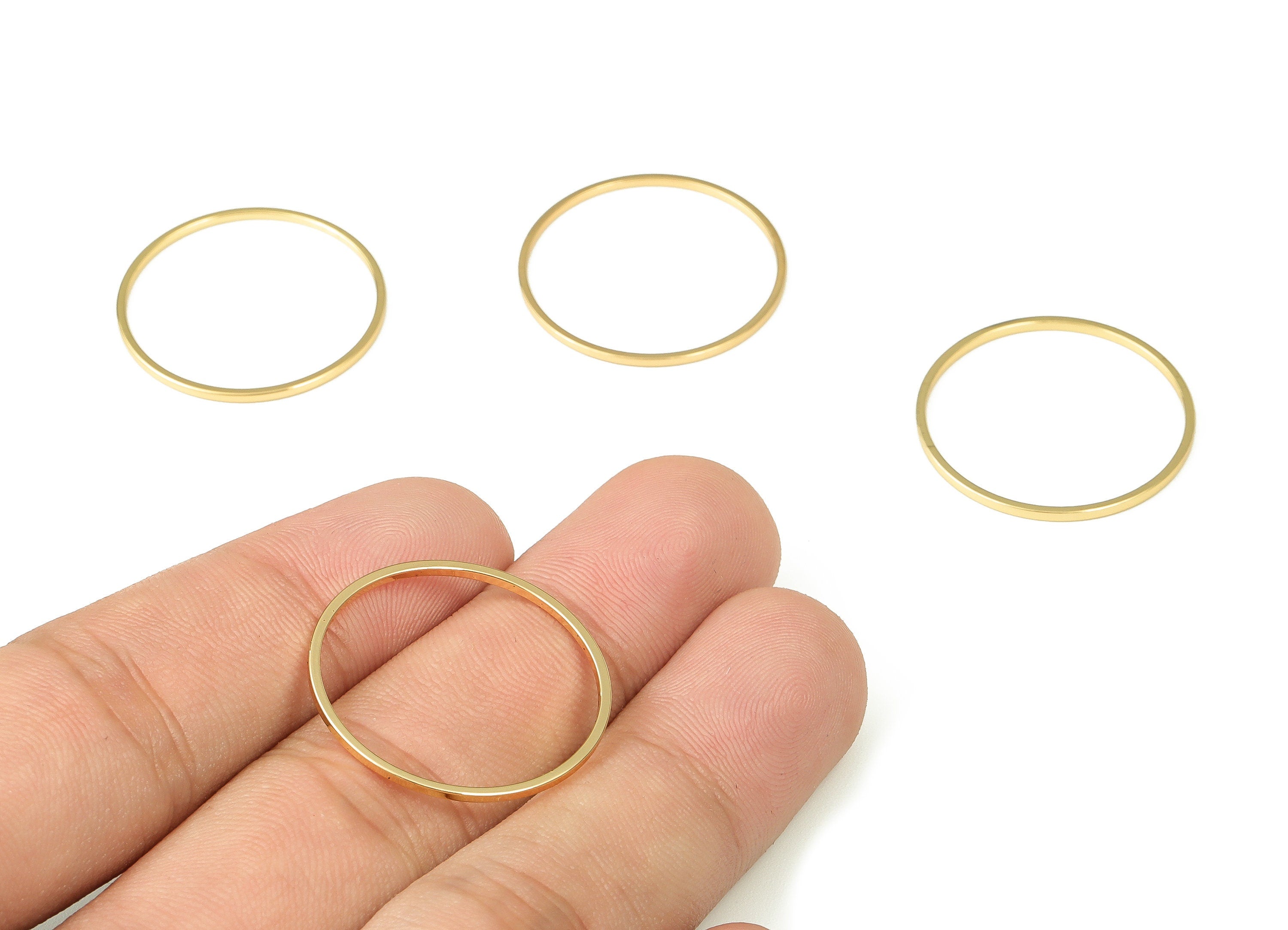Brass Round Connector - Gold Round Links - Brass Circle Connector - 18K Real Gold Plated  Brass - Jewelry Supplies - 25x1x1mm - RGP3310-25 - DOMEDBAZAAR