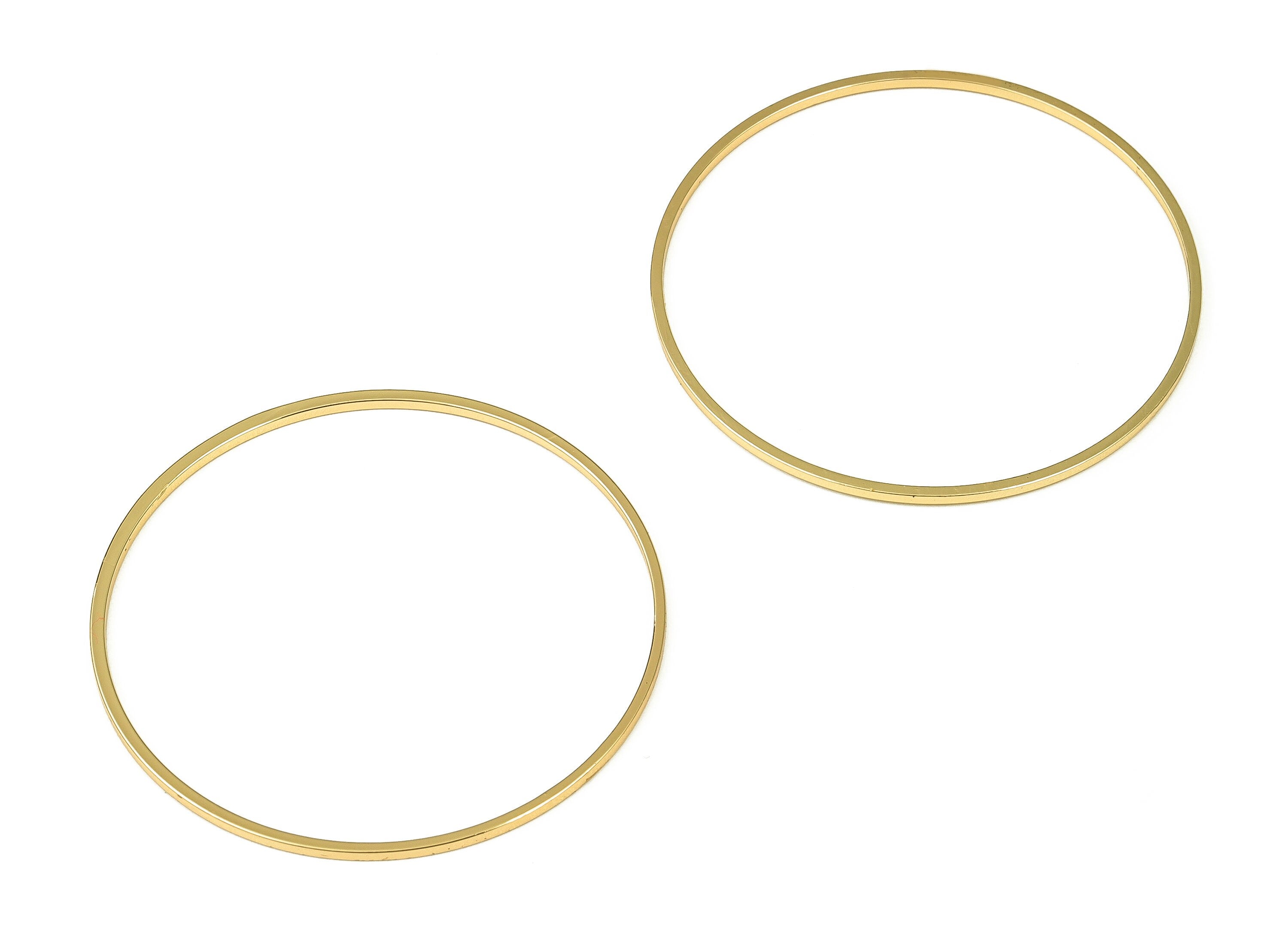 Brass Round Connector - Gold Round Links - Brass Circle Connector - 18K Real Gold Plated  Brass - Jewelry Supplies - 42x1x1mm - RGP3310-42 - DOMEDBAZAAR