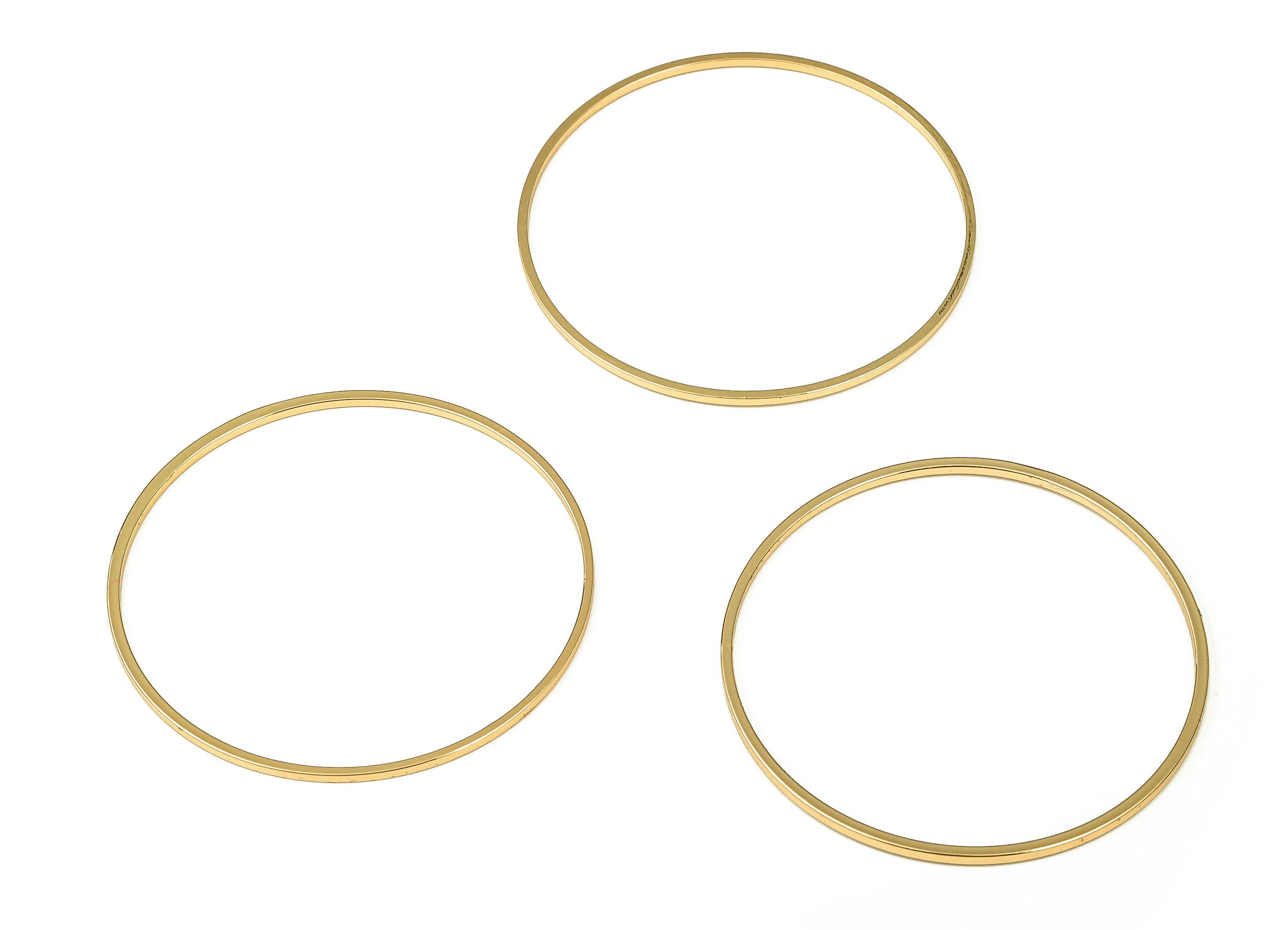 Brass Round Connector - Gold Round Links - Brass Circle Connector - 18K Real Gold Plated  Brass - Jewelry Supplies - 42x1x1mm - RGP3310-42 - DOMEDBAZAAR
