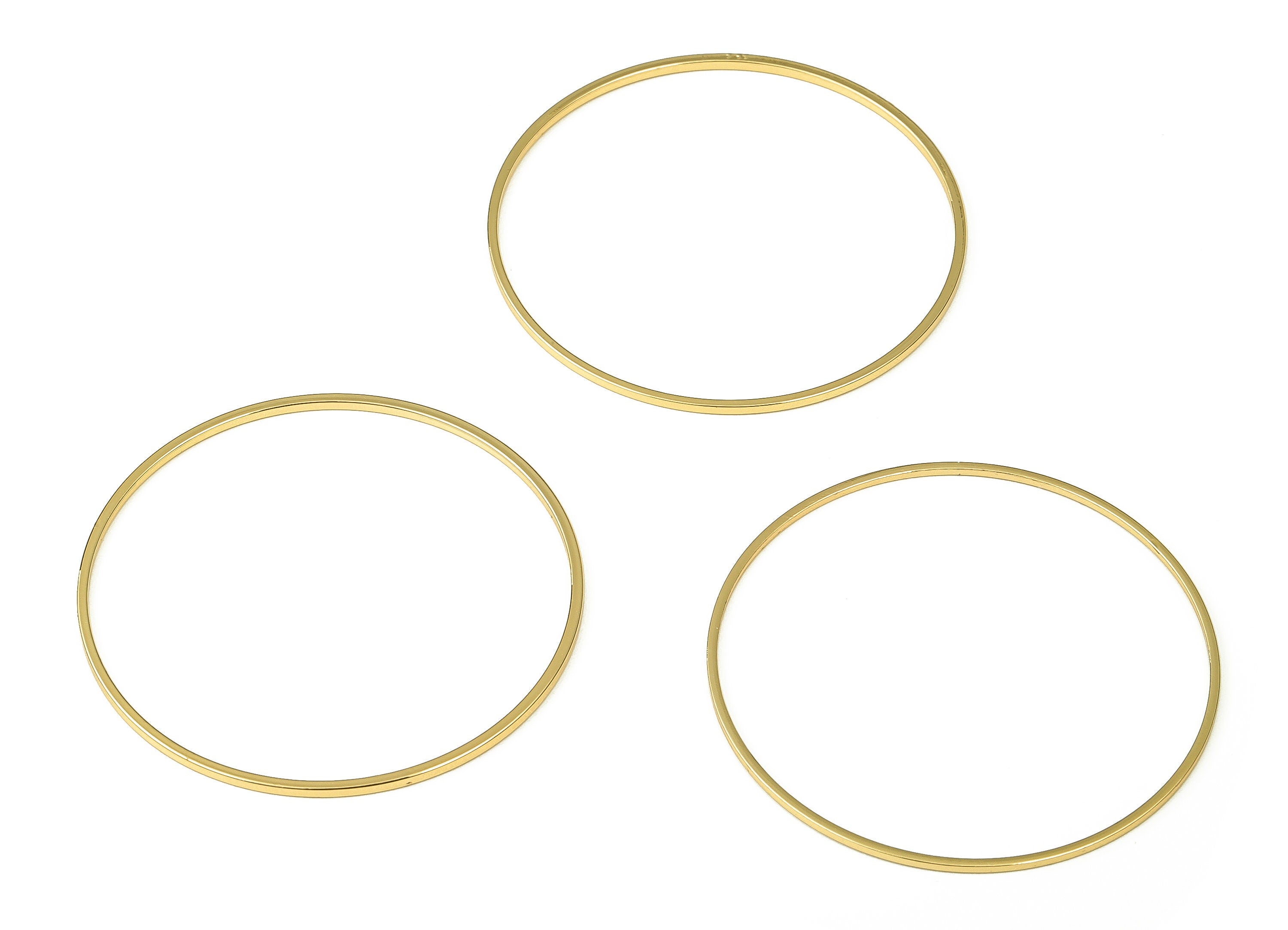 Brass Round Connector - Gold Round Links - Brass Circle Connector - 18K Real Gold Plated  Brass - Jewelry Supplies - 45x1x1mm - RGP3310-45 - DOMEDBAZAAR