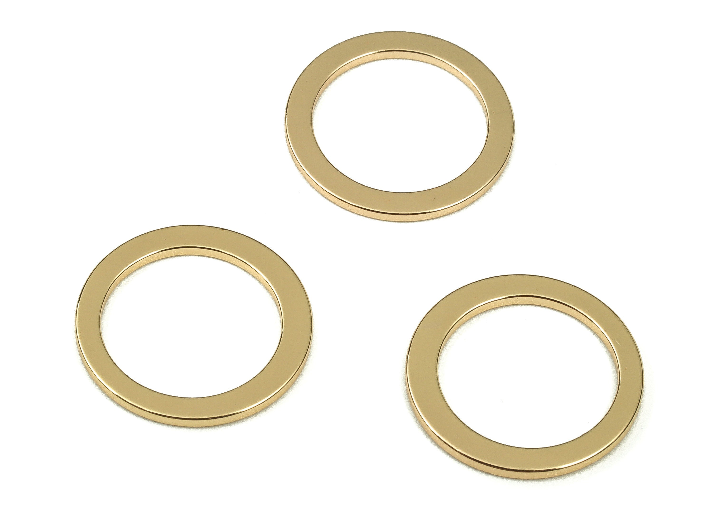 Brass Round Connector - Gold Round Links - Brass Circle Connector - 18K Real Gold Plated Brass - Jewelry Supplies - 15x2x1mm - RGP3312-15 - DOMEDBAZAAR