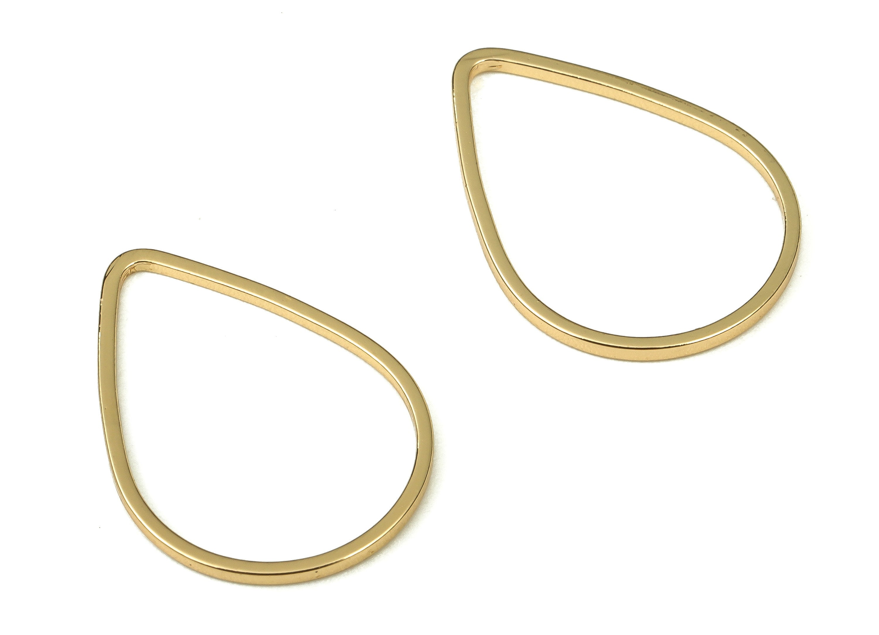 Brass Drop Pendant Charms – Tear Drop Connector - Drop Earrings Charm - 18K Gold Plated Brass – Jewelry Supplies - 21x15x1mm - RGP3314-21 - DOMEDBAZAAR
