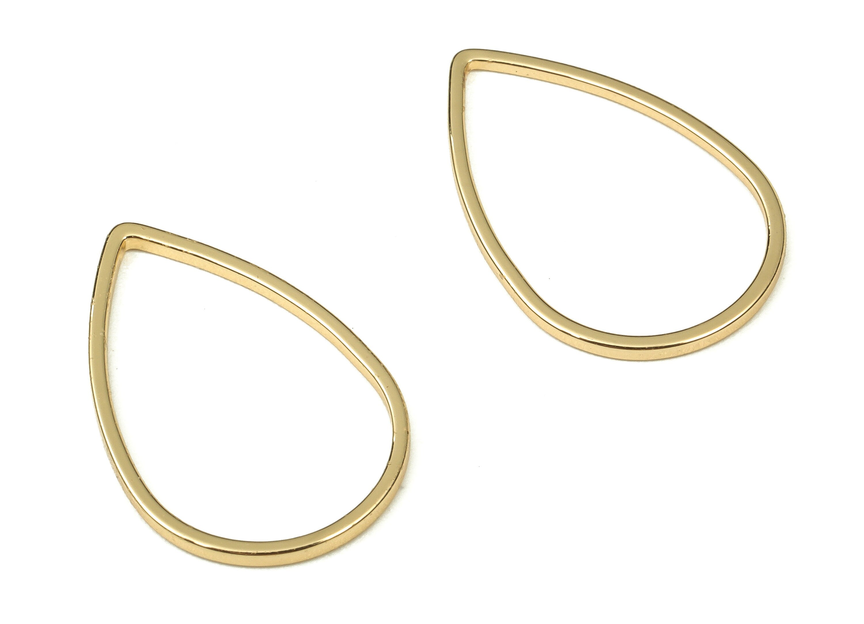 Drop Earring Charm – Brass Drop Pendant Charms - Drop Connectors - 18K Real Gold Plated Brass – Jewelry Supplies - 22x14x1mm - RGP3314-22 - DOMEDBAZAAR