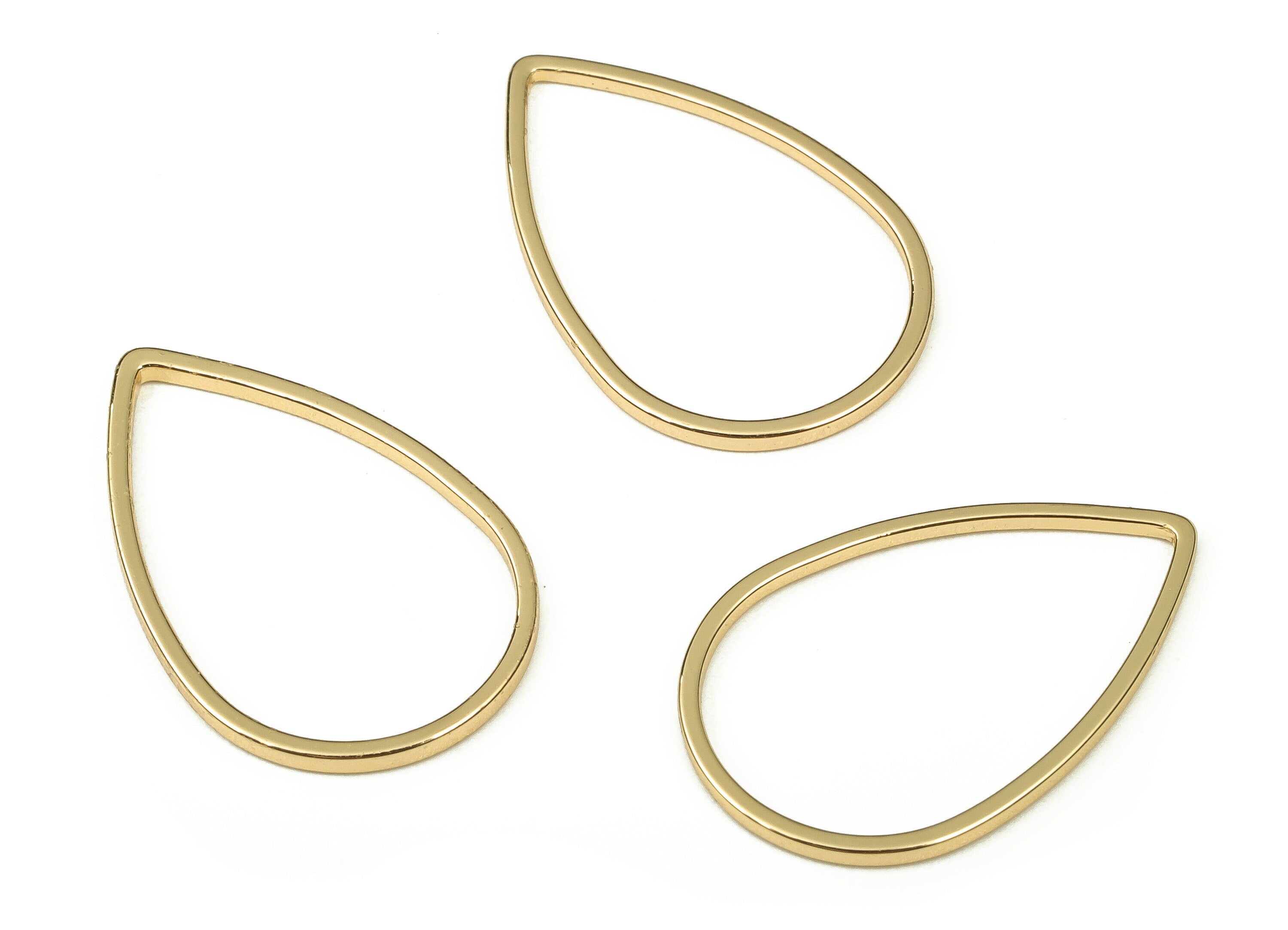 Drop Earring Charm – Brass Drop Pendant Charms - Drop Connectors - 18K Real Gold Plated Brass – Jewelry Supplies - 22x14x1mm - RGP3314-22 - DOMEDBAZAAR