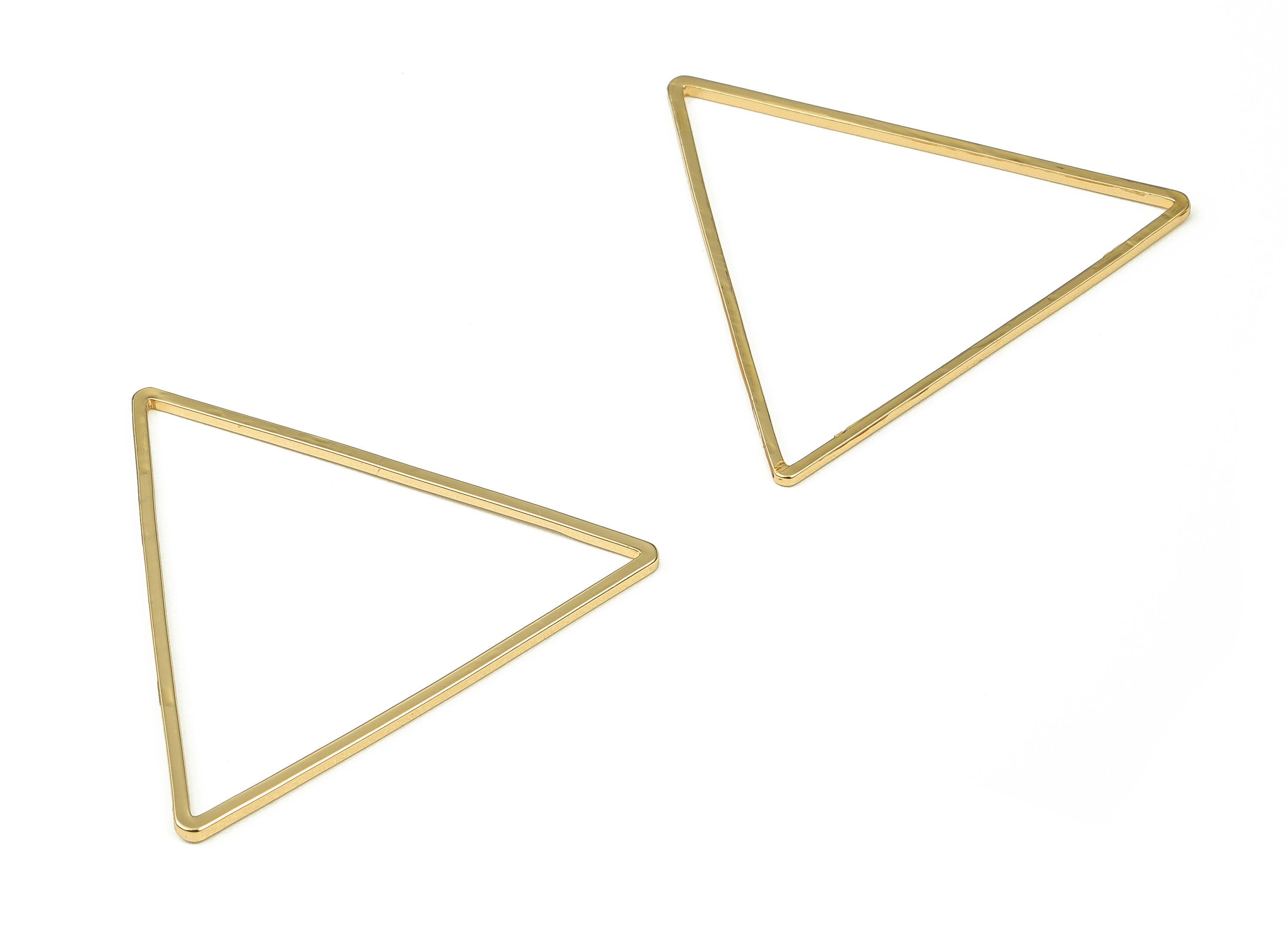 Brass Triangle Earring Charms –  Triangle Pendant – Triangle Connector - 18K Gold Plated Brass – Jewelry Supplies - 38×1×1mm - RGP3316-38 - DOMEDBAZAAR