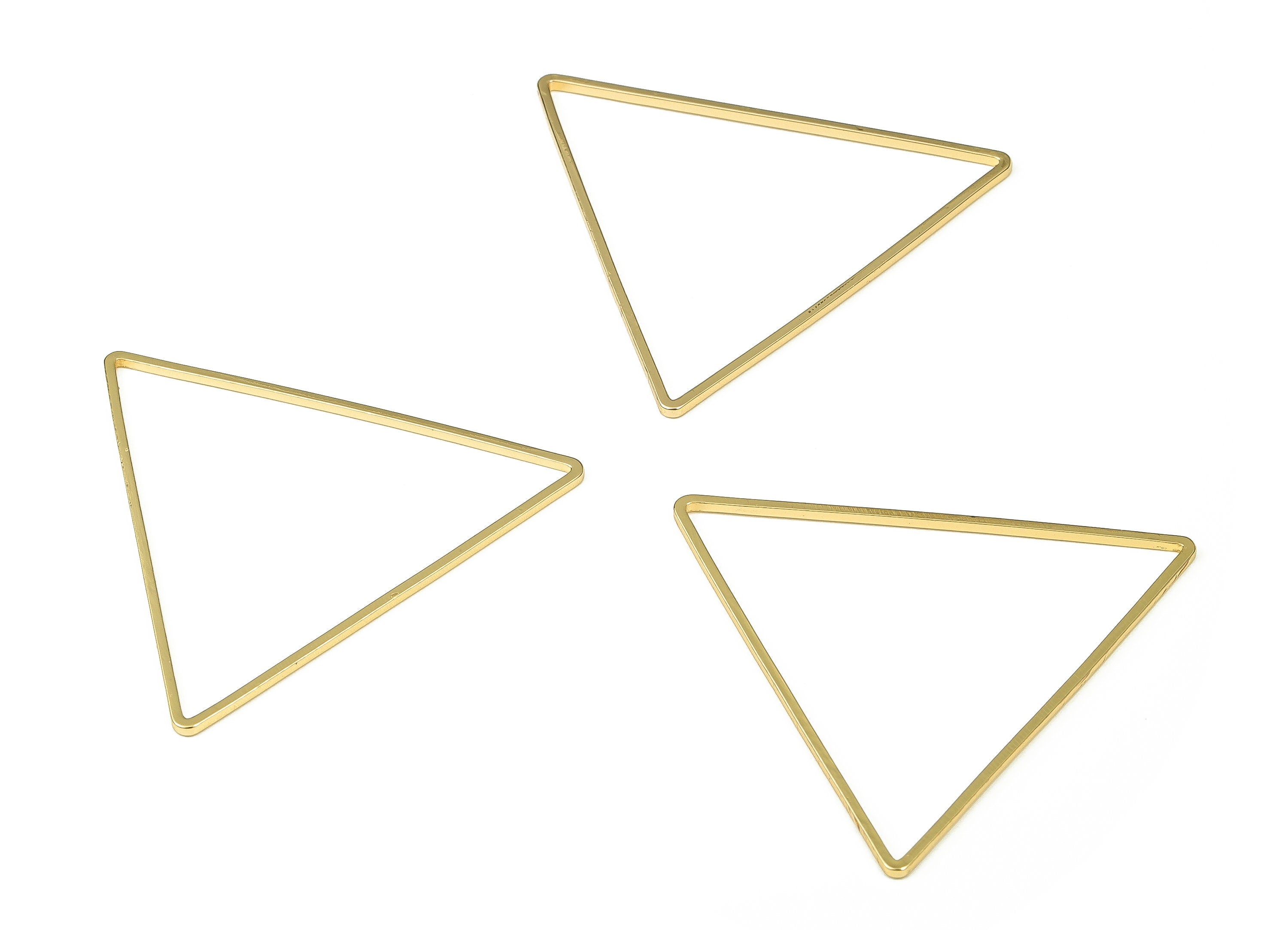 Brass Triangle Connector – Triangular Pendant – Triangle Earring Connector - 18K Gold Plated Brass – Jewelry Supply - 45×1×1mm - RGP3316-45 - DOMEDBAZAAR