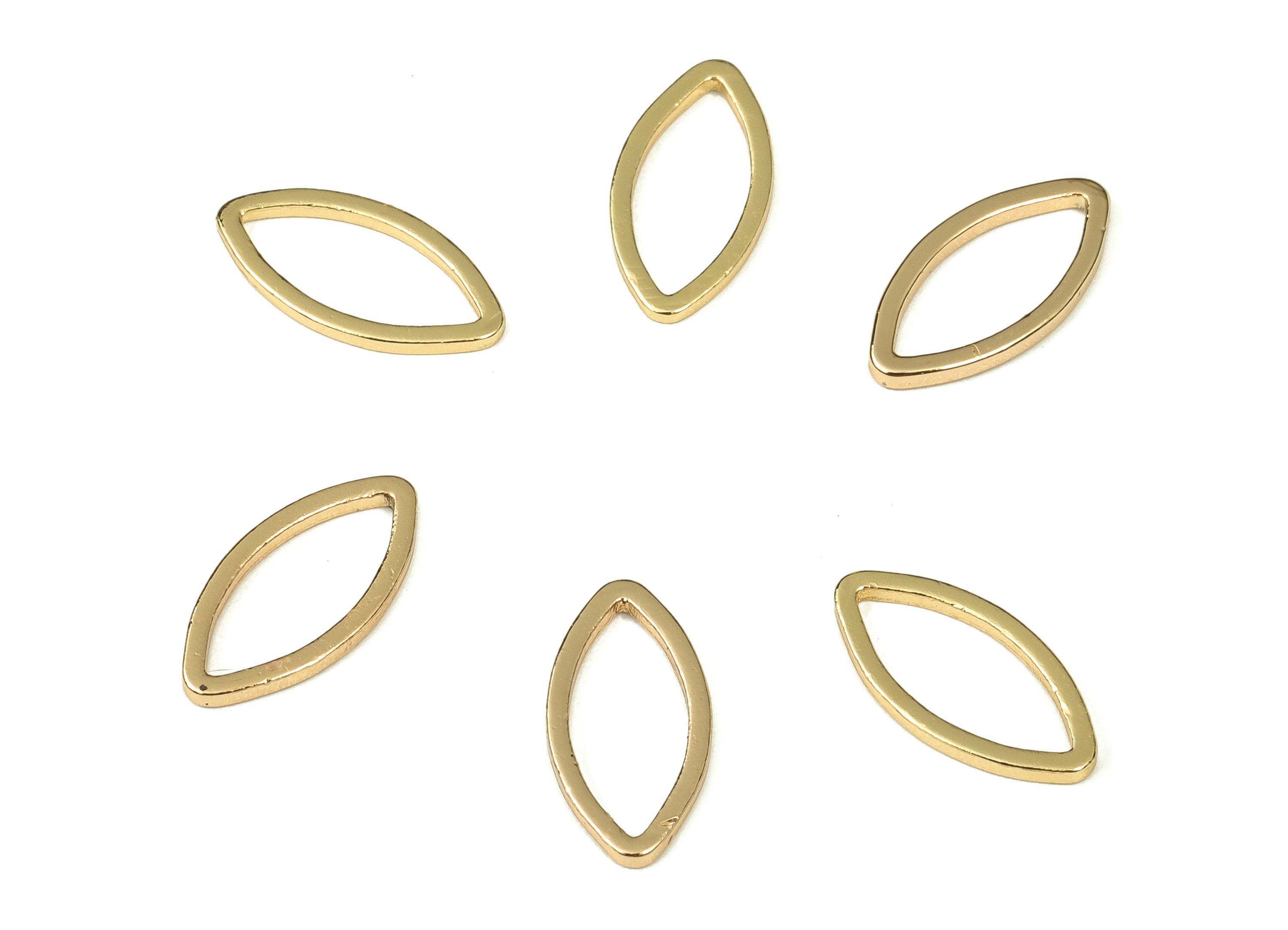 Brass Marquise Pendant - Marquise Earrings Charms - Marquise Connectors - 18K Real Gold Plated Brass – 12x6x0.9mm - RGP3317-12 - DOMEDBAZAAR
