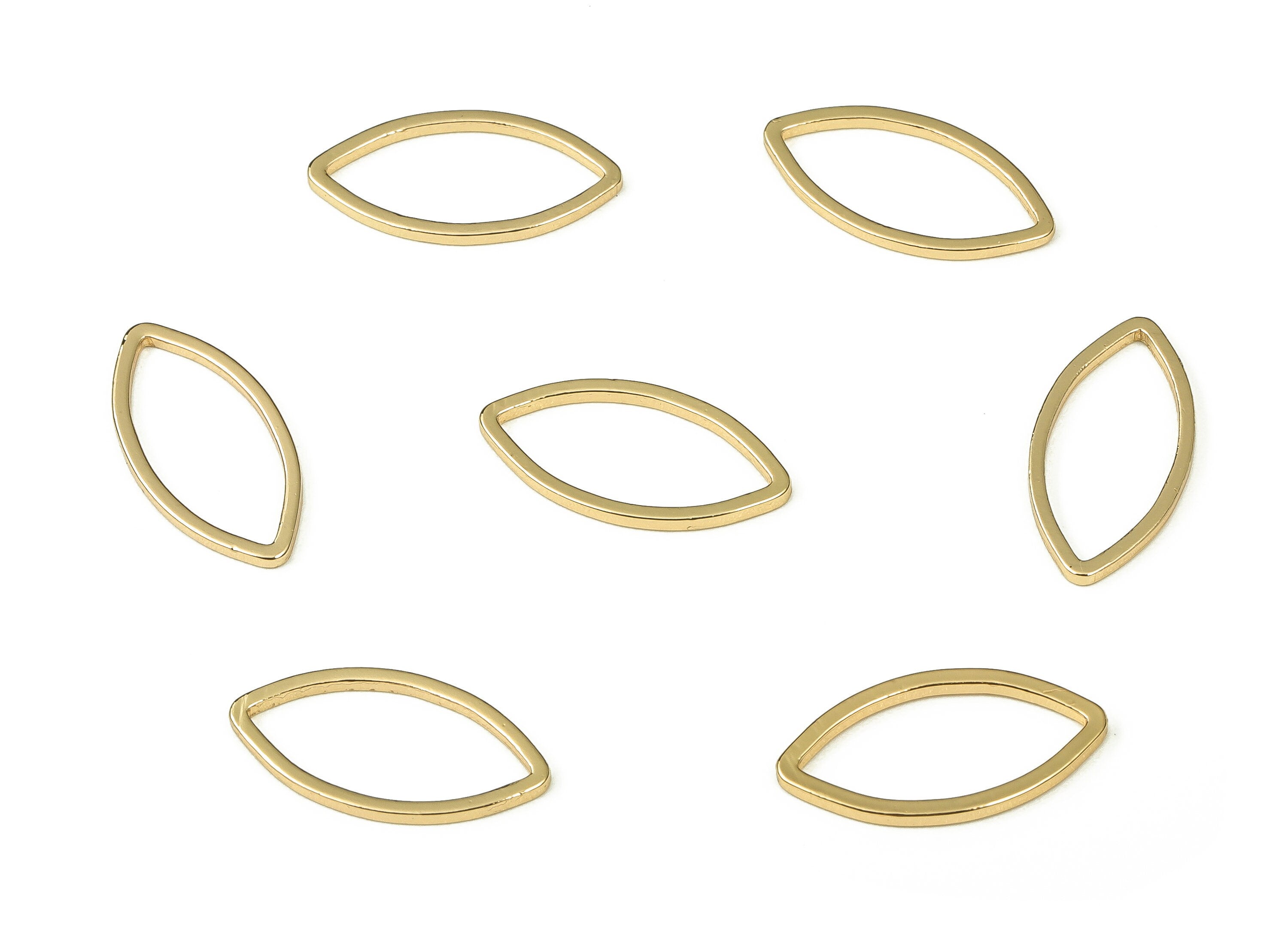 Brass Marquise Pendant - Marquise Earring Charms - Marquise Connectors - 18K Real Gold Plated Brass – 16x8x0.9mm - RGP3317-16 - DOMEDBAZAAR