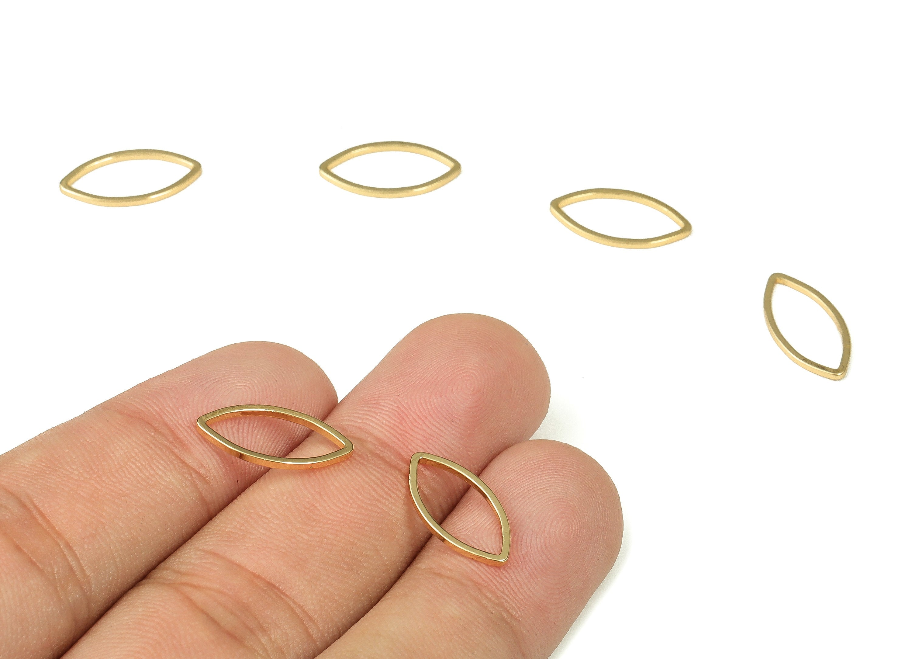 Brass Marquise Pendant - Marquise Earring Charms - Marquise Connectors - 18K Real Gold Plated Brass – 16x8x0.9mm - RGP3317-16 - DOMEDBAZAAR
