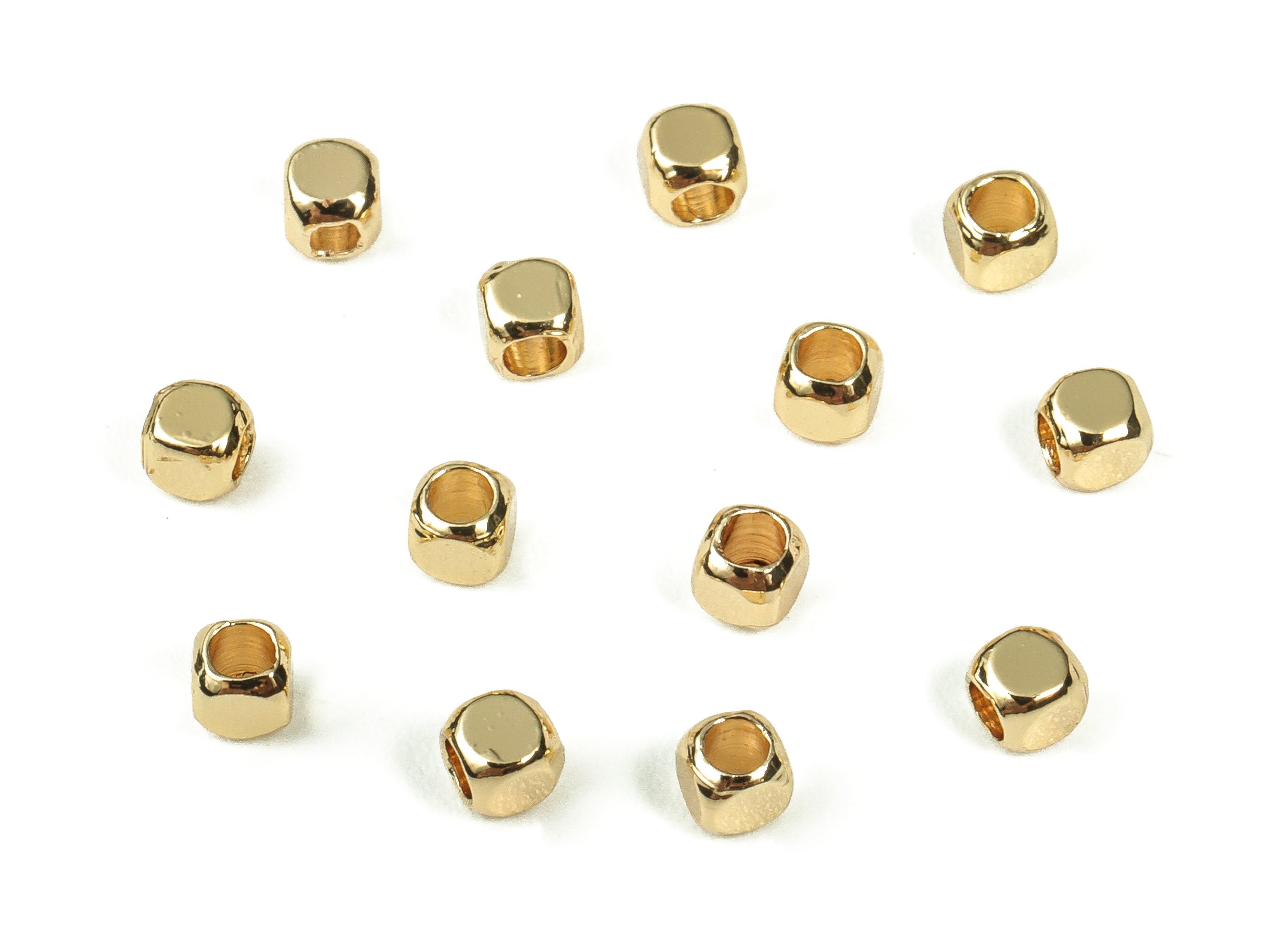 Brass Shiny Gold Plated Square Beads - Gold Square Tube Beads - 18k Real Gold Plated Brass - Jewelry Making Supplies -2.52x2.52mm- RGP3351 - DOMEDBAZAAR