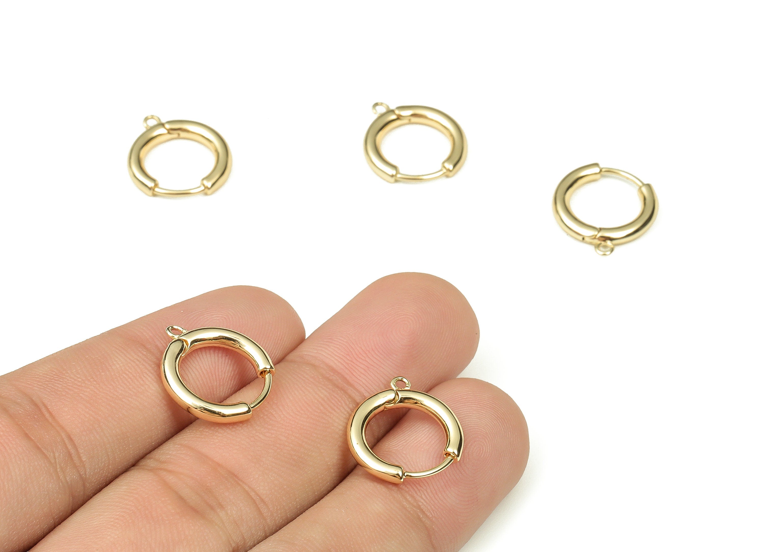 Brass Round Stud Earrings - Brass Hoop Earrings - 18k Gold Plated Brass Hoop Earrings - Jewelry Making Supplies -16.93x14.5x2.46mm- RGP3344 - DOMEDBAZAAR