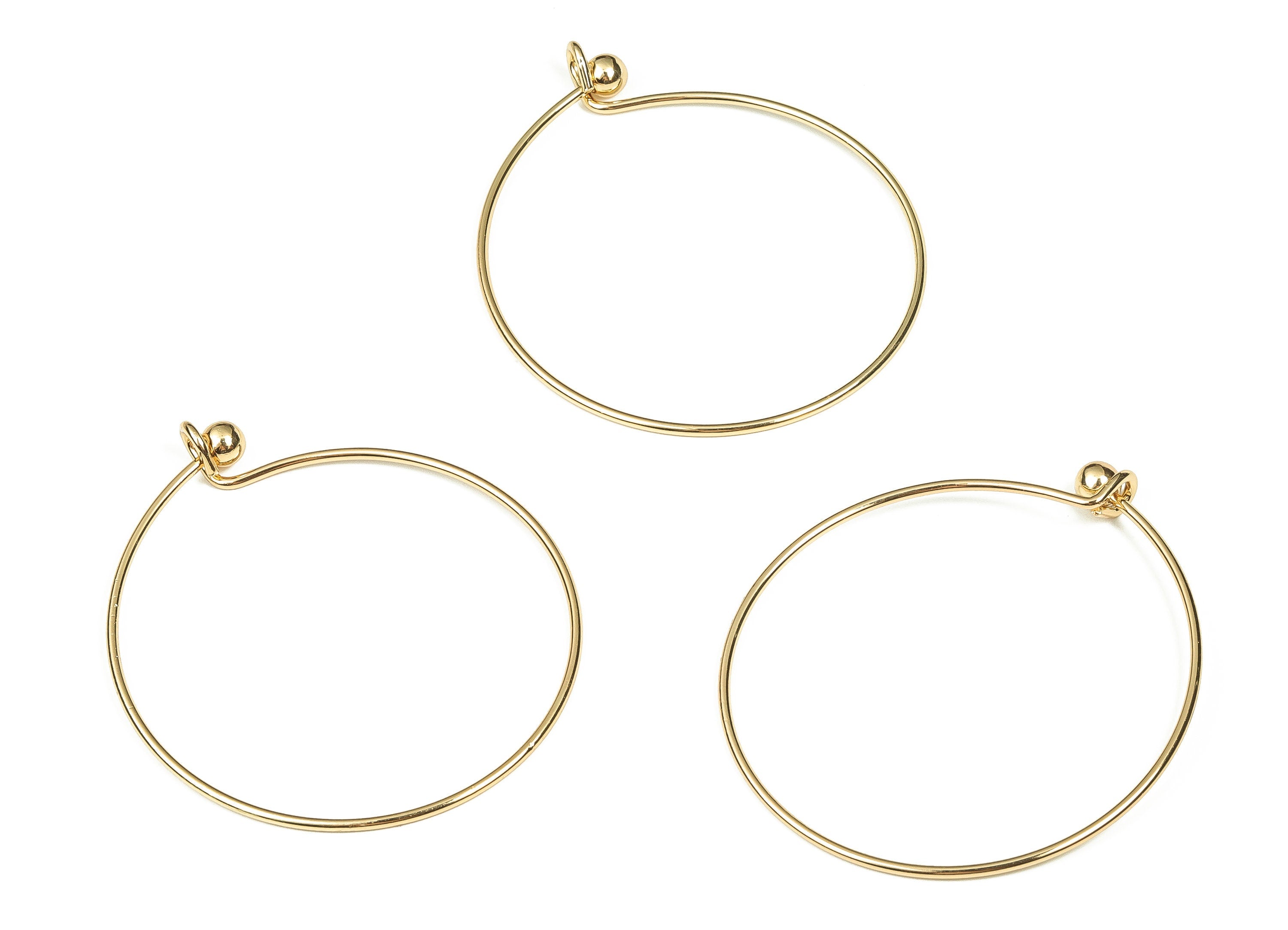 Brass Round Hoop Bracelet - Gold Hoop Bangle - 18k Real Gold Plated Brass Bracelet - Jewelry Making Supplies -64.45x56.4x1.53mm- RGP3338 - DOMEDBAZAAR