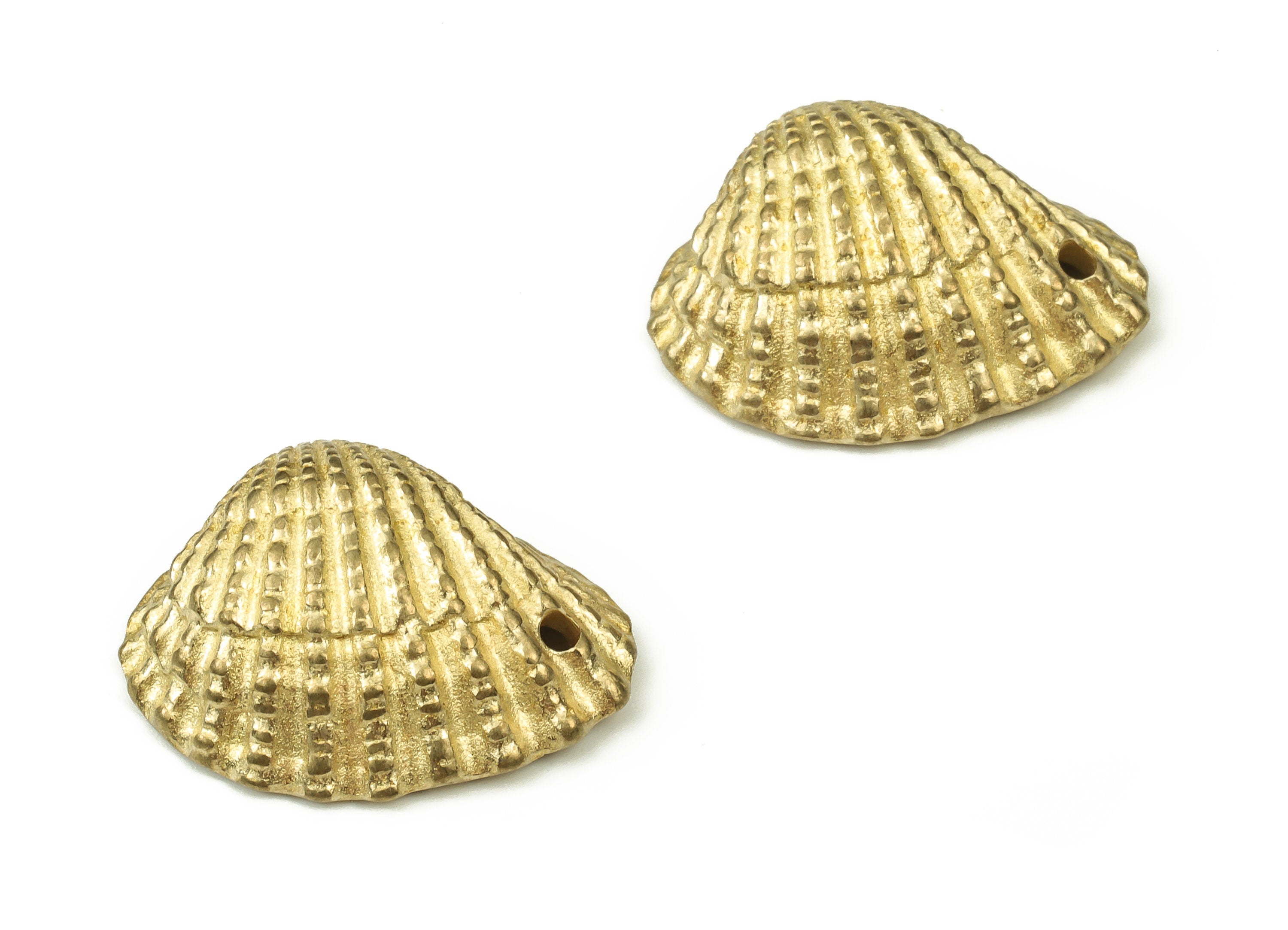 Brass Textured Shell Earring Charms - Raw Brass Shell Pendant - Earring Findings - Jewelry Making Supplies - 22.5x17.82x7.97mm - PP4540 - DOMEDBAZAAR