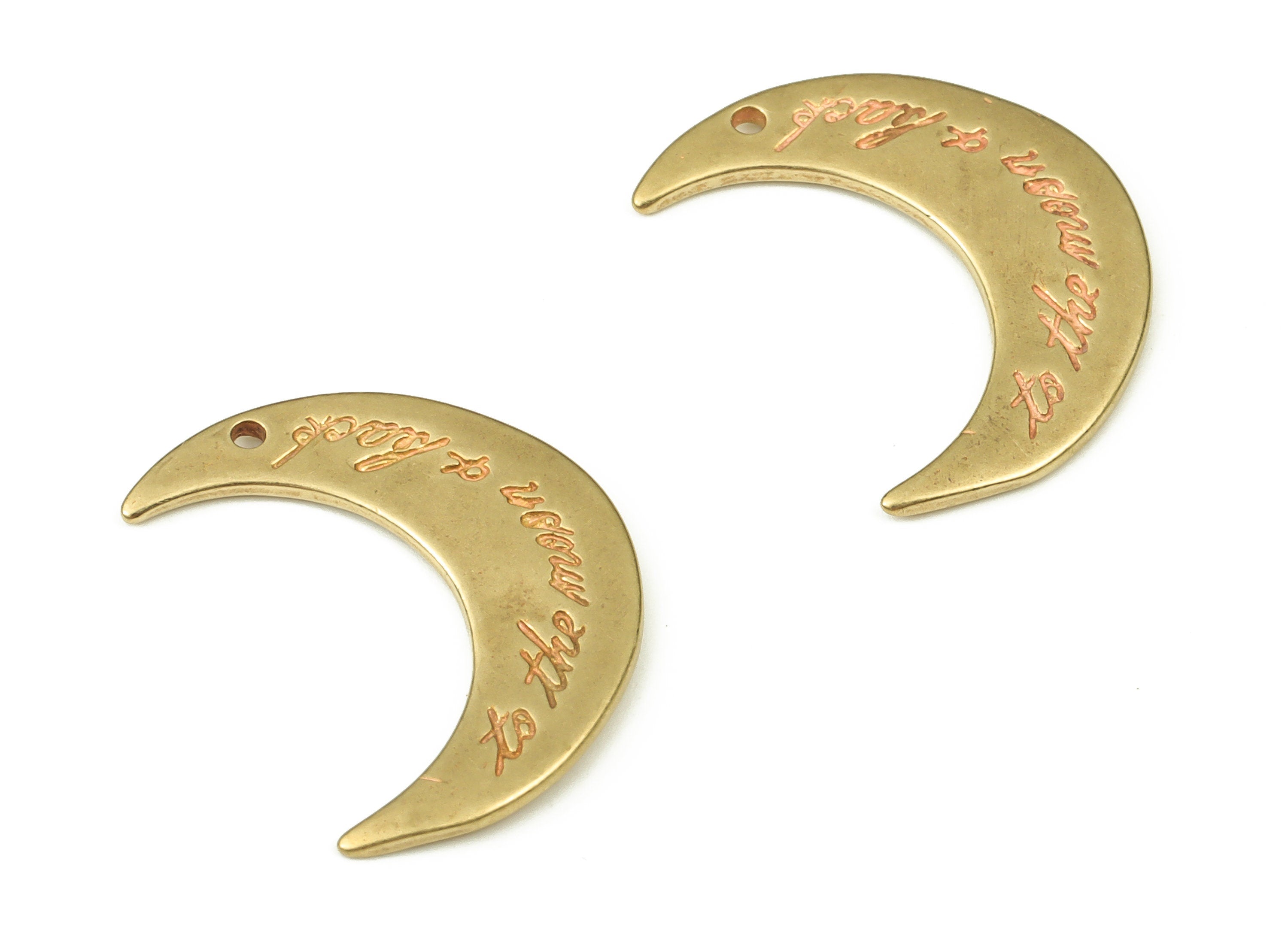 Brass Crescent Earring Charms - Raw Brass Moon Pendant - Earrings Finding - Jewelry Making Supplies - 19.04x15.13x1.23mm - PP4549 - DOMEDBAZAAR