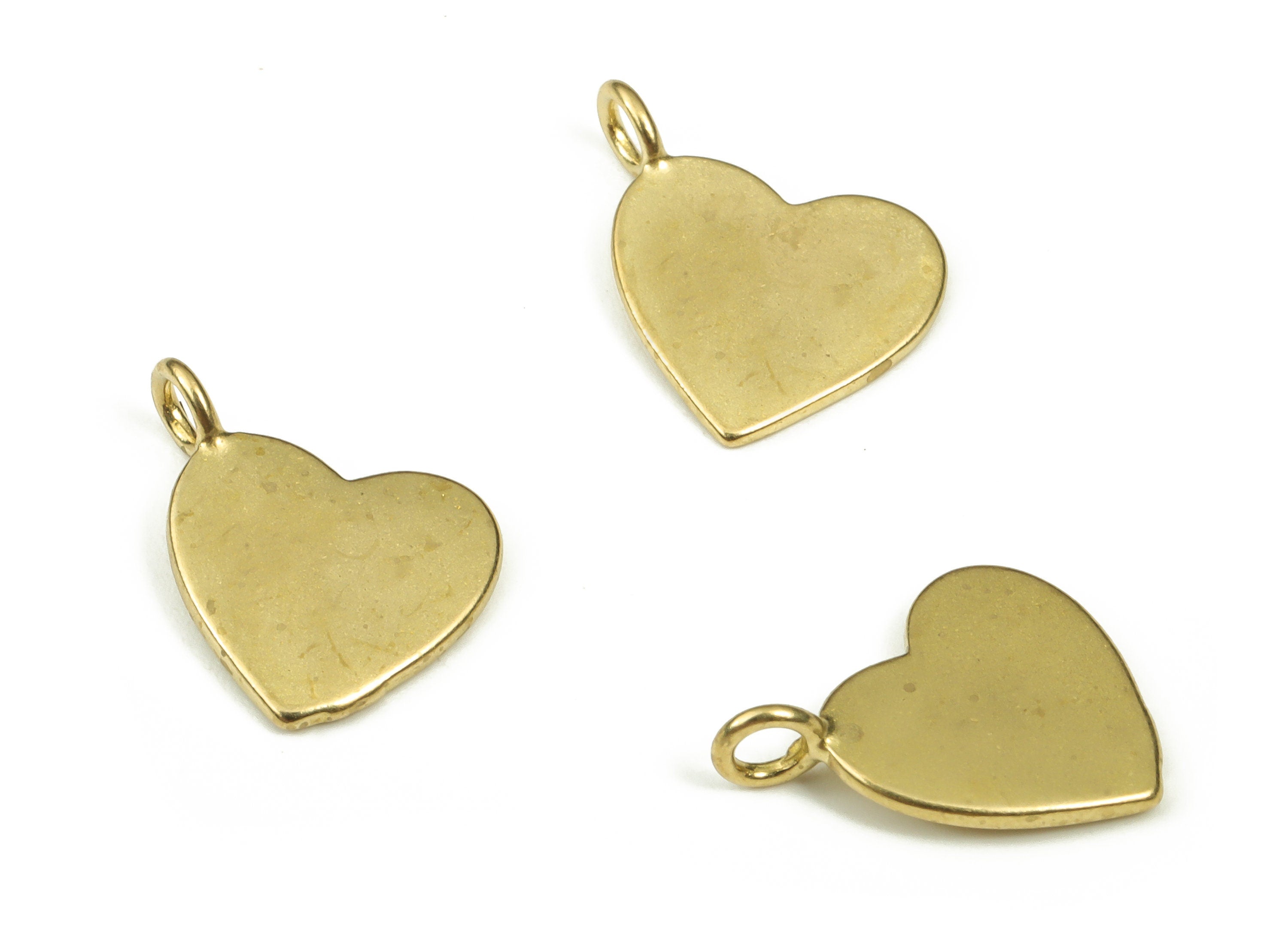 Brass Heart Earring Charm - Raw Brass Heart Pendant - Earring Findings - Jewelry Making Supplies - 11.97x9.23x1.05mm - PP4525 - DOMEDBAZAAR