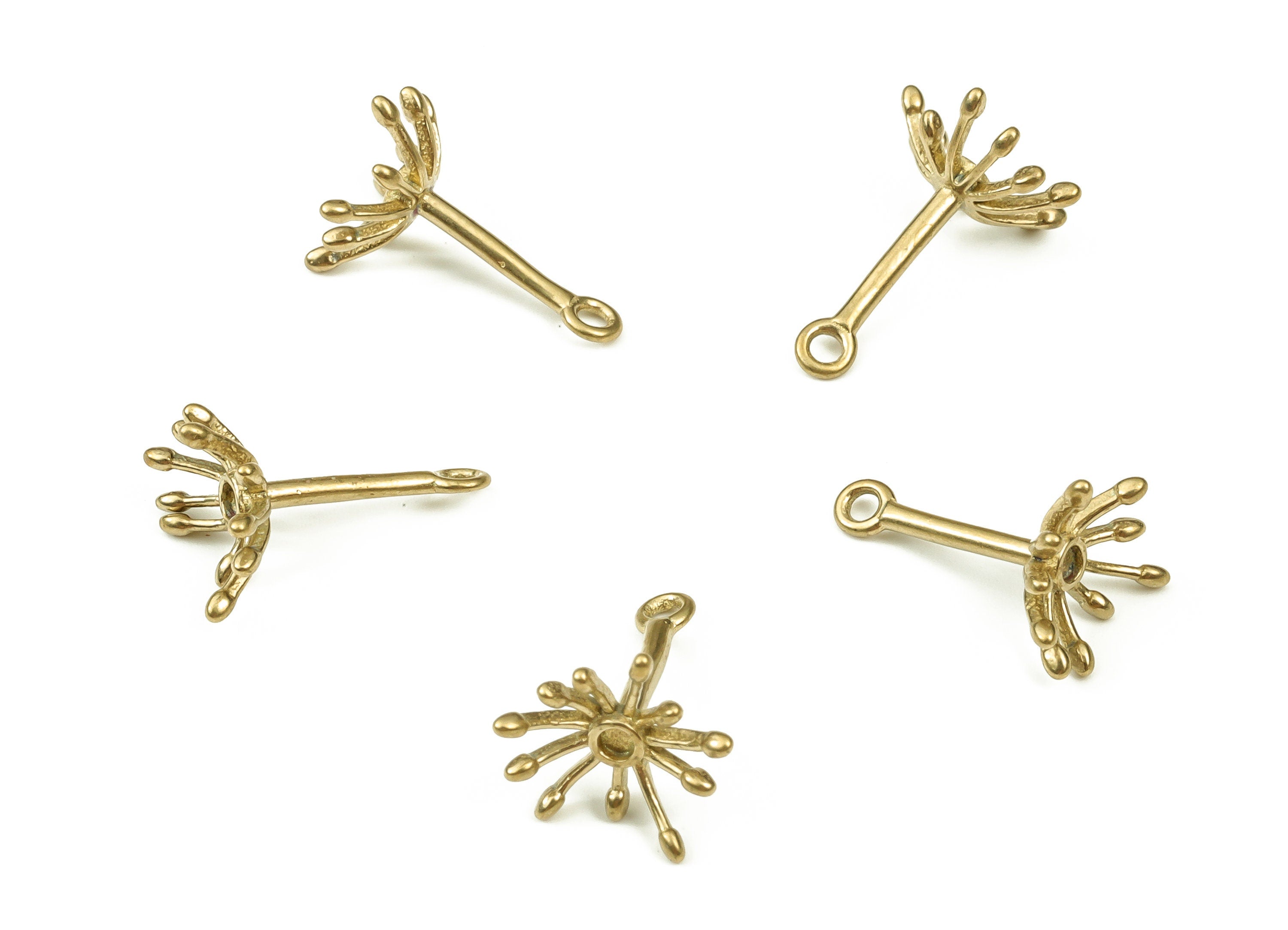 Brass Flower Earring Charms - Raw Brass Flower Pendant - Earring Findings - Jewelry Making Supplies - 8.5x12.2x0.9mm - PP4428 - DOMEDBAZAAR