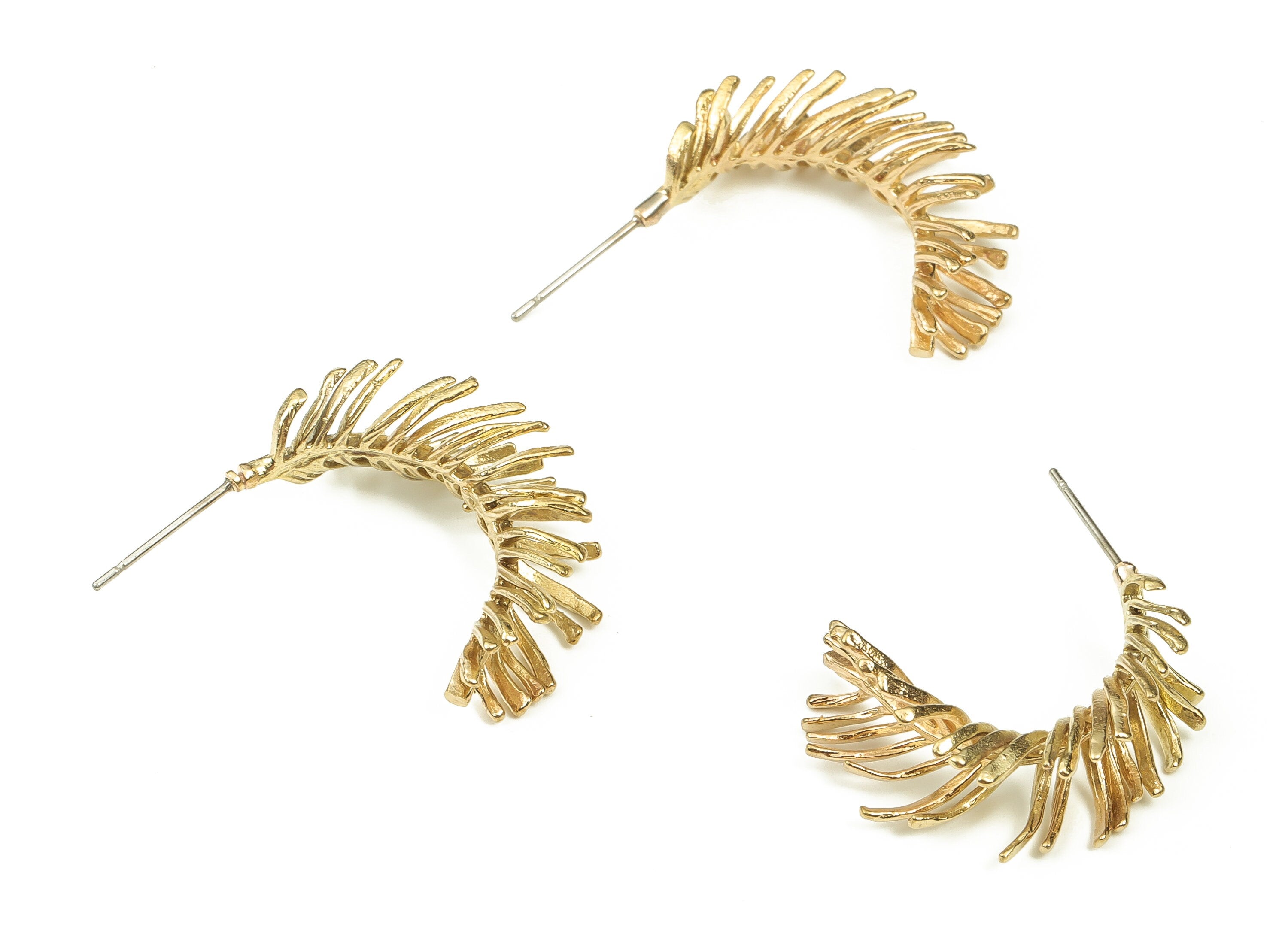 Brass C Earring Stud - Raw Brass Branches Earring Post - Brass Stud - Earring Post - Jewelry Making Supplies - 27.8x6x1.4mm - PP4445 - DOMEDBAZAAR