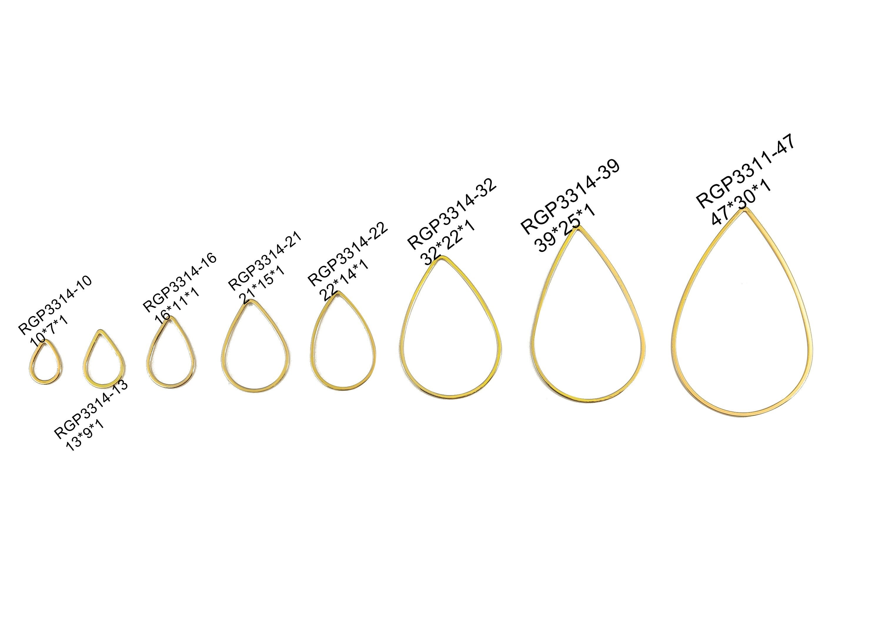 Tear Drop Connector - Gold Drop Pendant - Brass Drop Earring Charms - 18K Real Gold Plated Brass - Jewelry Supplies - 39x25x1mm - RGP3314-39 - DOMEDBAZAAR