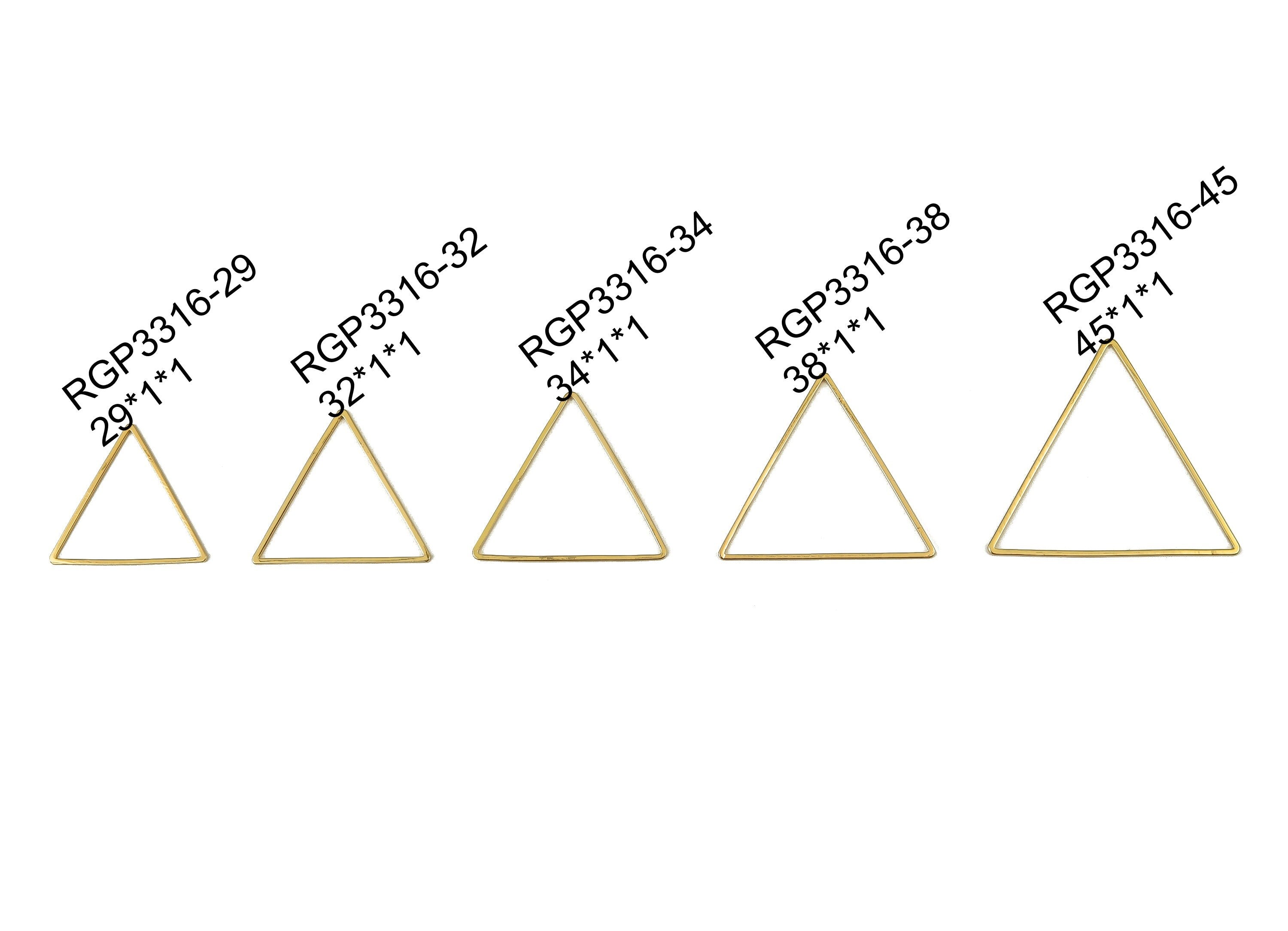 Brass Triangle Earring Charms - Gold Triangle Shaped Pendant - 18K Real Gold Plated Brass - Jewelry Making Supplies - 32x1x1mm - RGP3316-32 - DOMEDBAZAAR