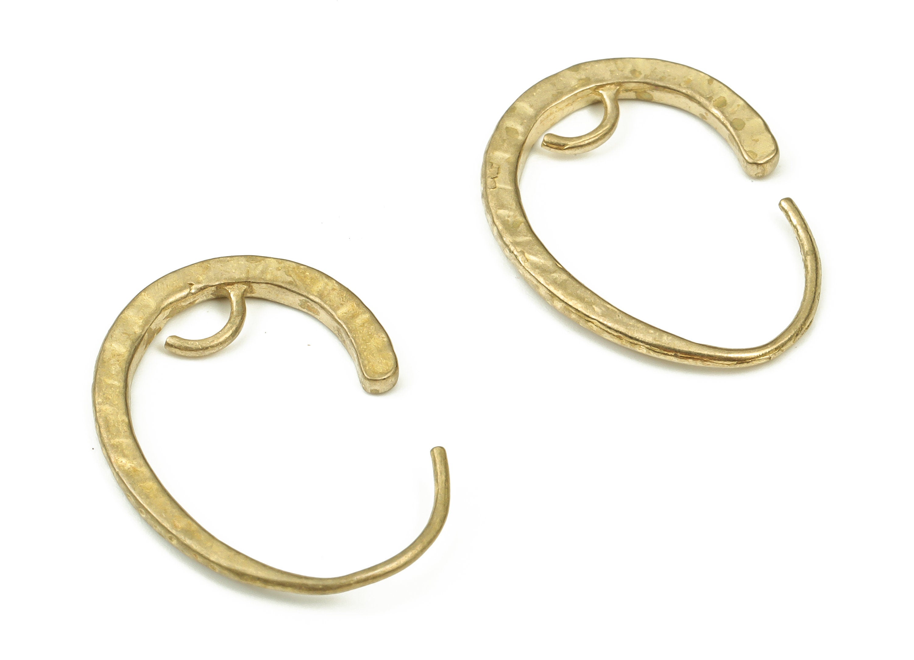 Brass Wire Ear Hook - Raw Brass Oval Earring Wires - Perfect For VINYL Heishi Beads Clay Disc - Jewelry Supplies - 22.7x16x17mm - PP4423 - DOMEDBAZAAR