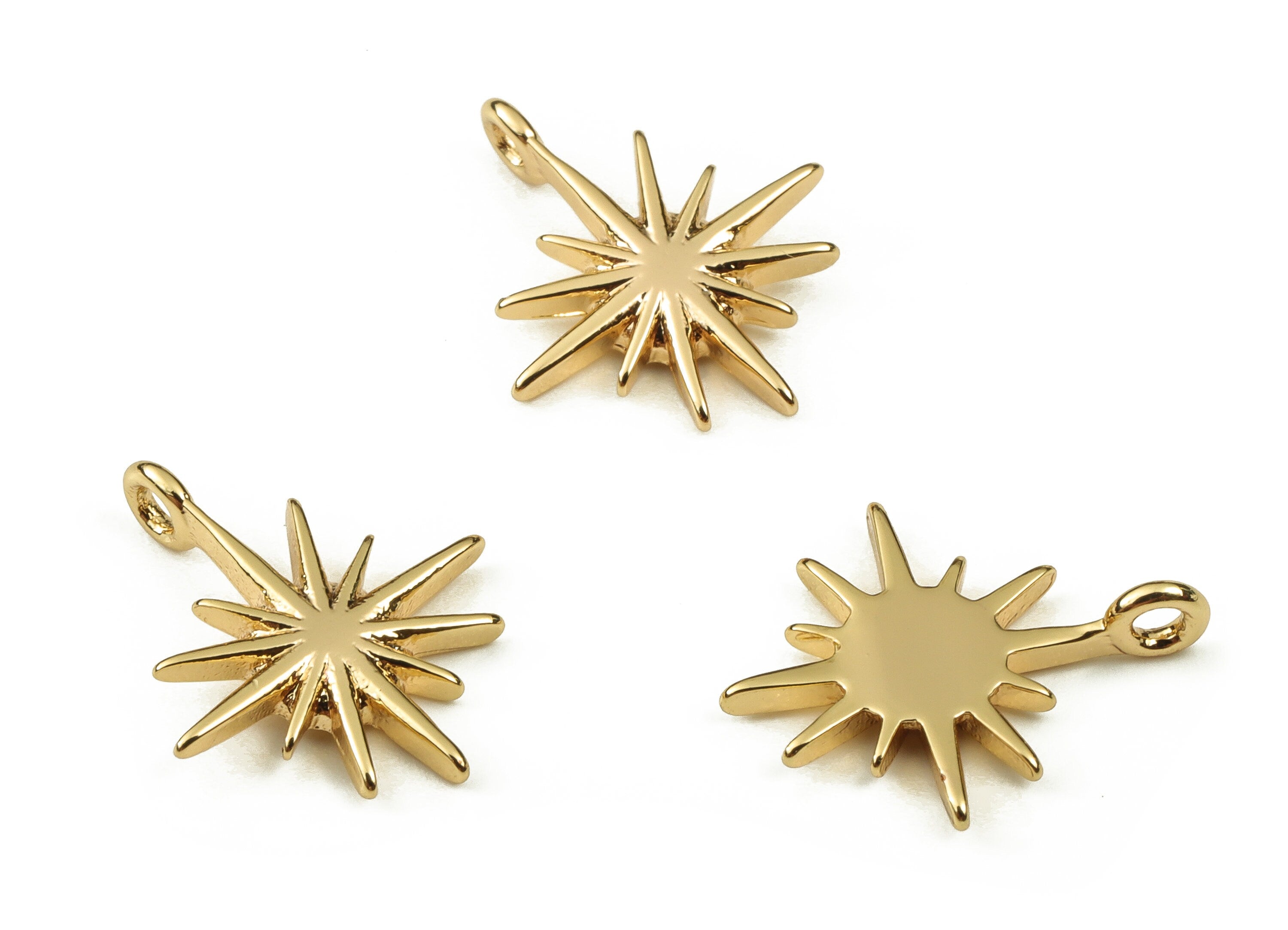 Brass Star Earring Charms - Gold Star Pendant - 18K Real Gold Plated Brass - Jewelry Making Supplies - 13.93x11.6x1.43mm - RGP3899 - DOMEDBAZAAR
