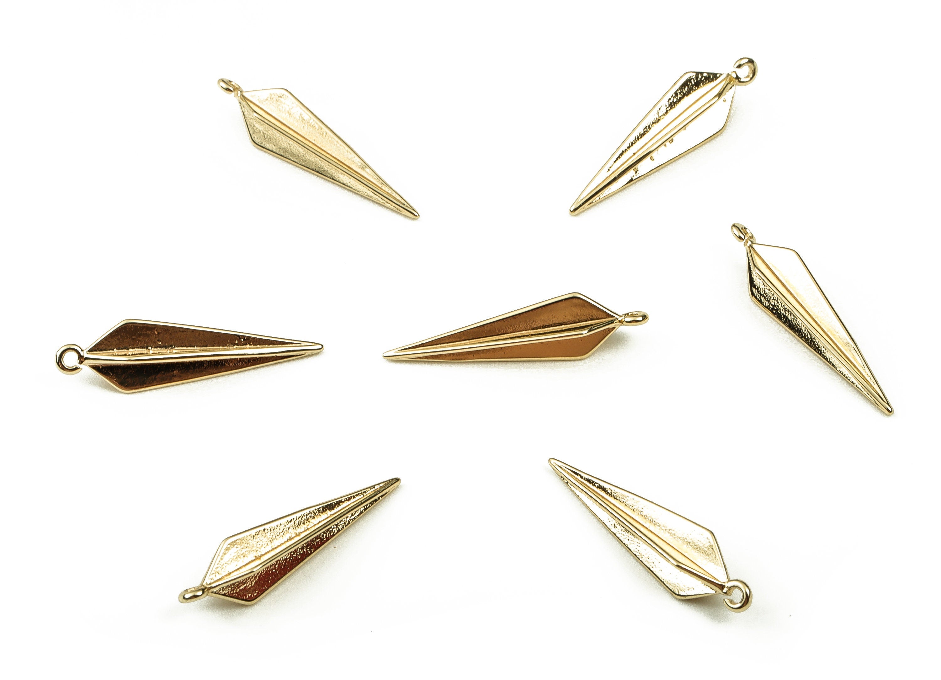 Brass Triangle Earring Charms - Gold Triangle Pendant - 18K Real Gold Plated Brass - Jewelry Making Supplies - 23.73x4.63x4.63mm - RGP3863 - DOMEDBAZAAR