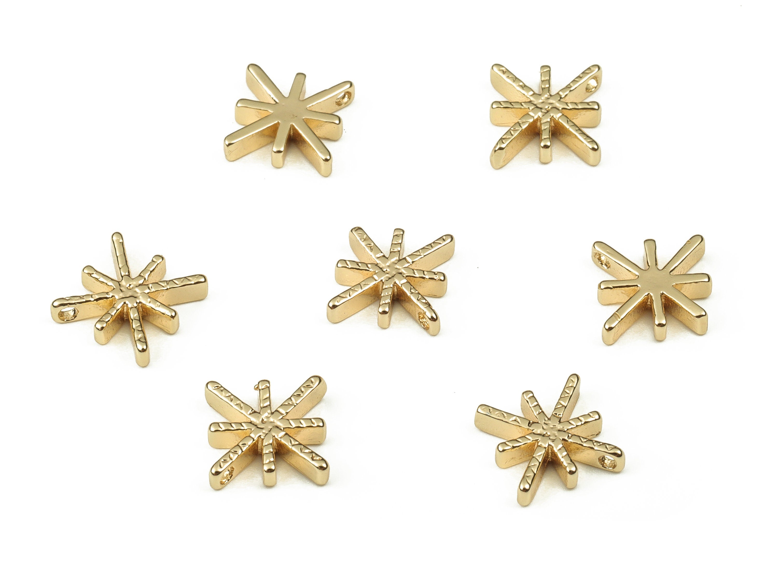 Brass Star Earring Charms - Gold Star Pendant - 18K Real Gold Plated Brass - Jewelry Making Supplies - 10.22x9.61x1.87mm - RGP3852 - DOMEDBAZAAR