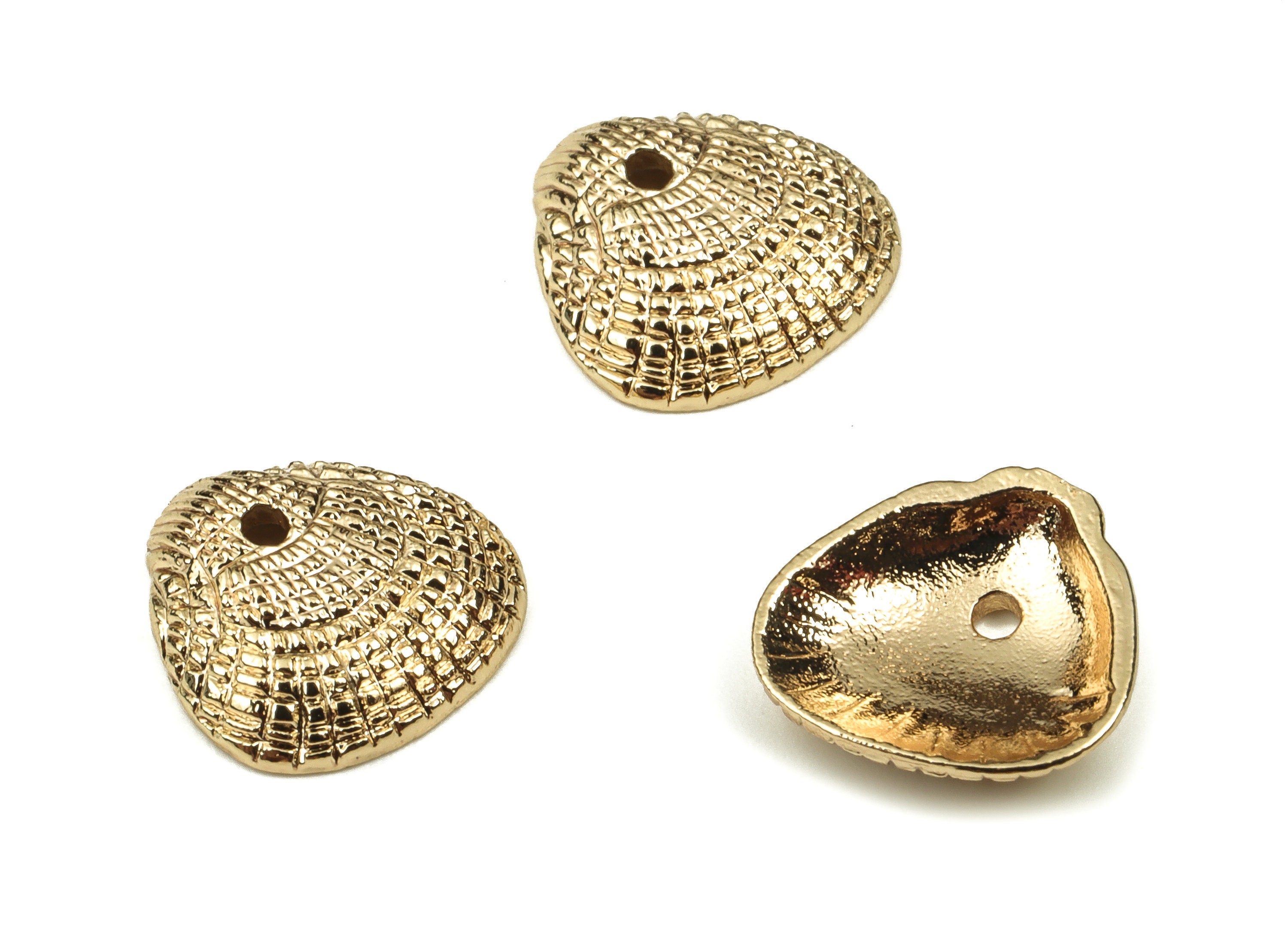 Brass Shell Earring Charms - Gold Shell Pendant - 18K Real Gold Plated Brass - Jewelry Making Supplies - 9.96x9.63x2.59mm - RGP3821 - DOMEDBAZAAR