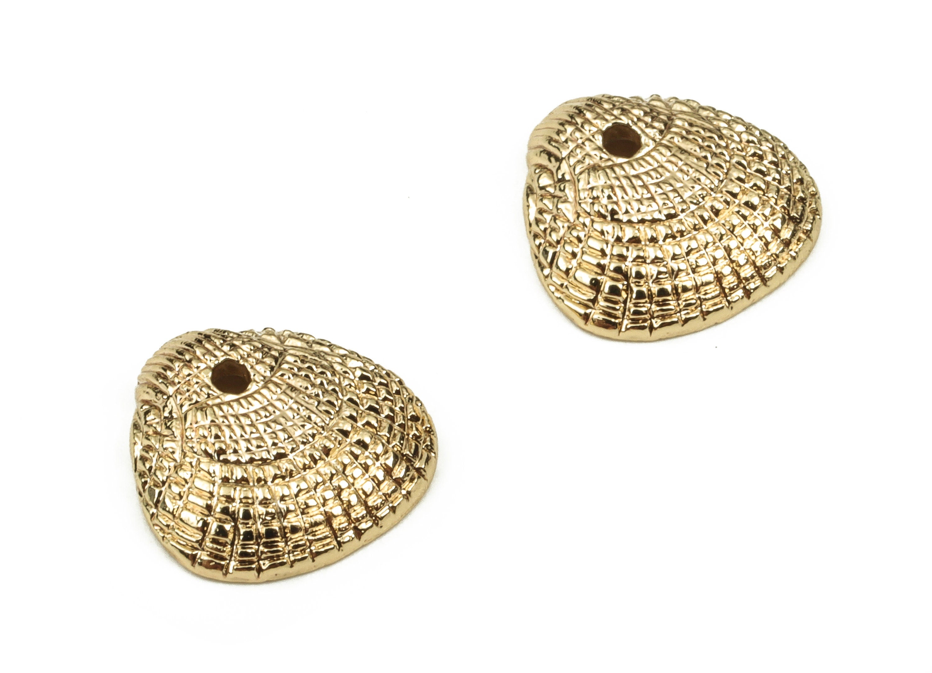 Brass Shell Earring Charms - Gold Shell Pendant - 18K Real Gold Plated Brass - Jewelry Making Supplies - 9.96x9.63x2.59mm - RGP3821 - DOMEDBAZAAR