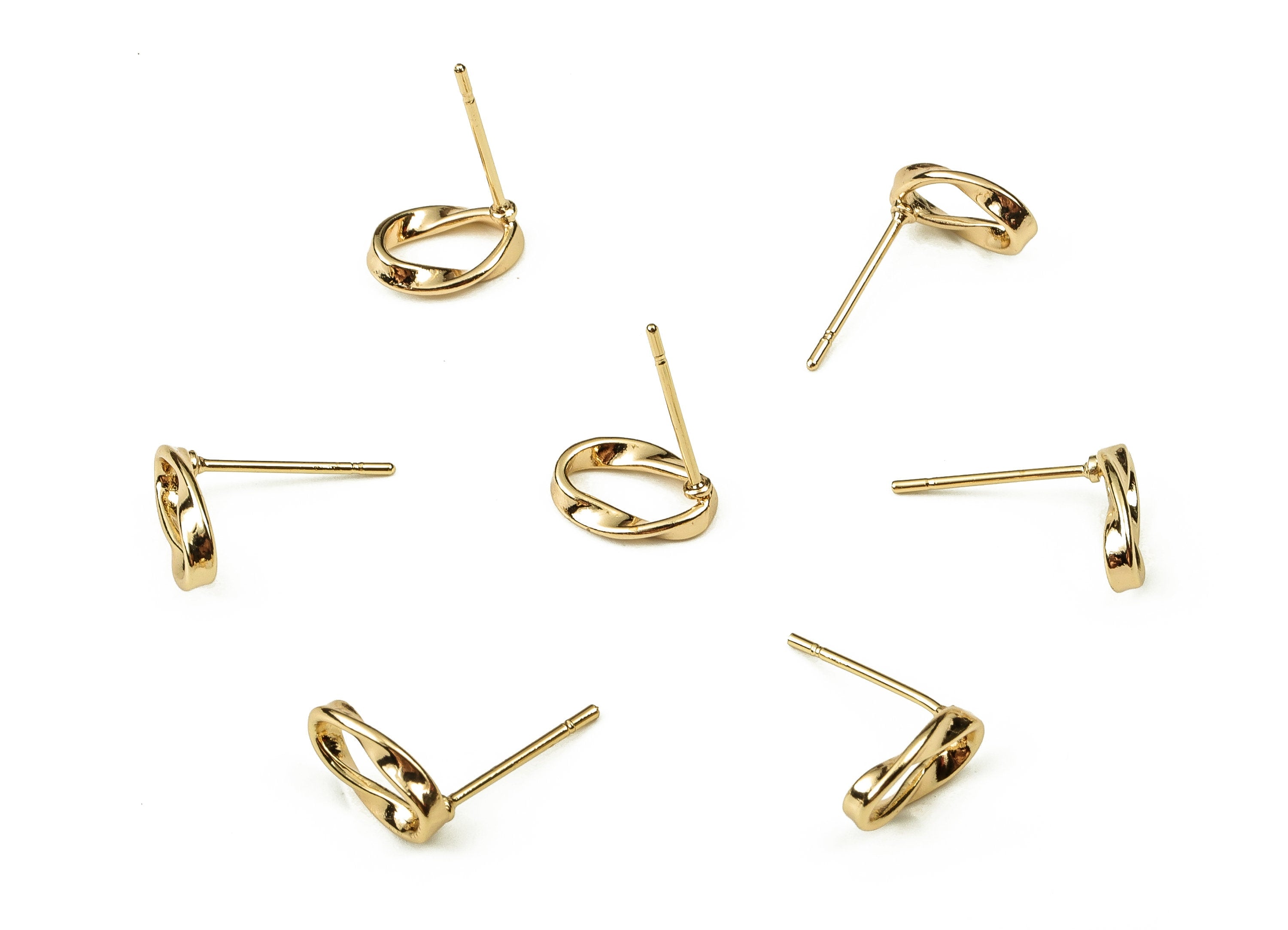 Brass Oval Earring Post - Gold Oval Earring Stud - 18K Real Gold Plated Brass - Stainless Steel Stud - 9.75x7.09x1.93mm - RGP3790 - DOMEDBAZAAR