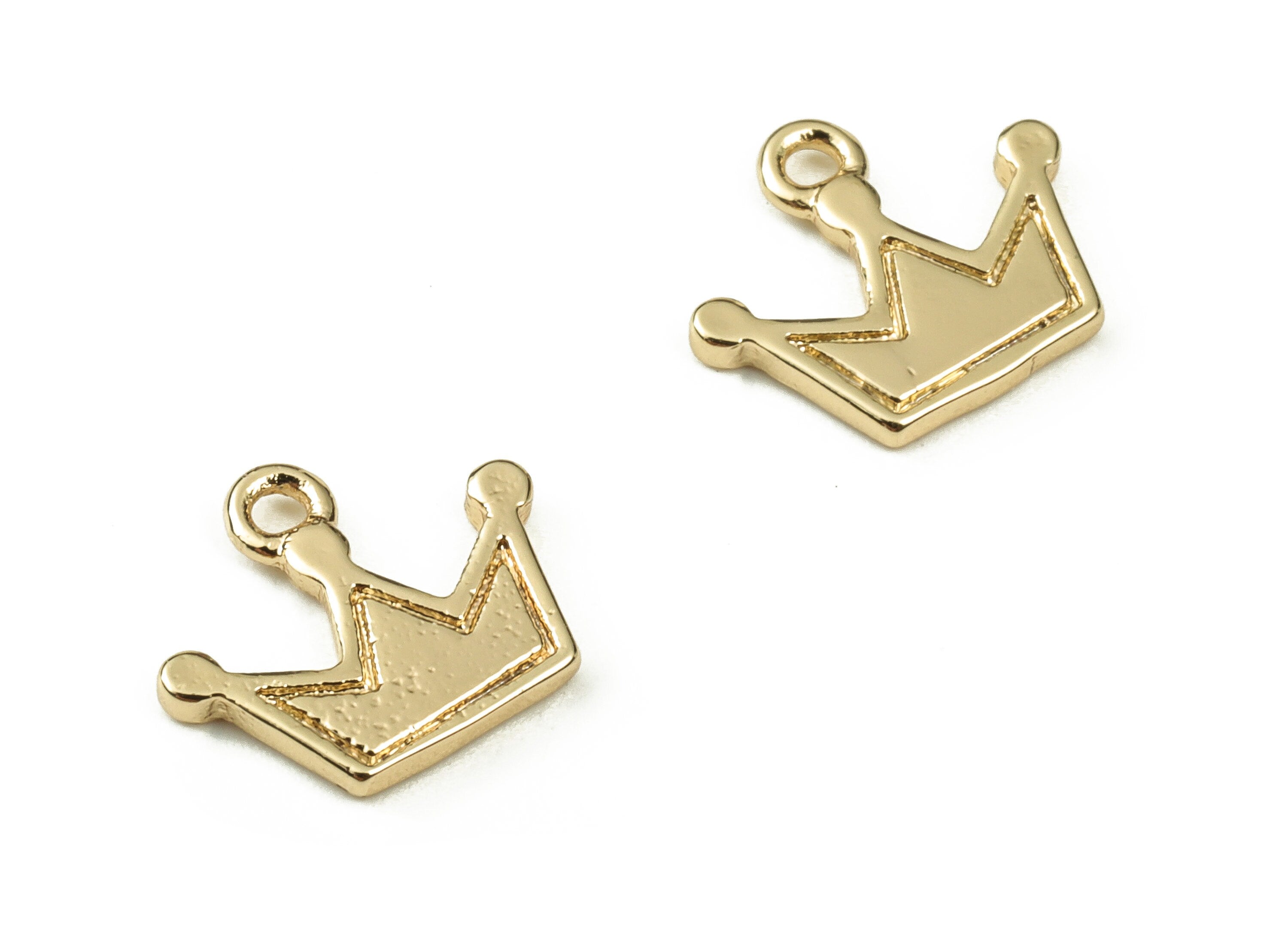 Brass Crown Earring Charms - Gold Crown Pendant - 18K Real Gold Plated Brass - Jewelry Making Supplies - 10.27x8.48x1.02mm - RGP3823 - DOMEDBAZAAR