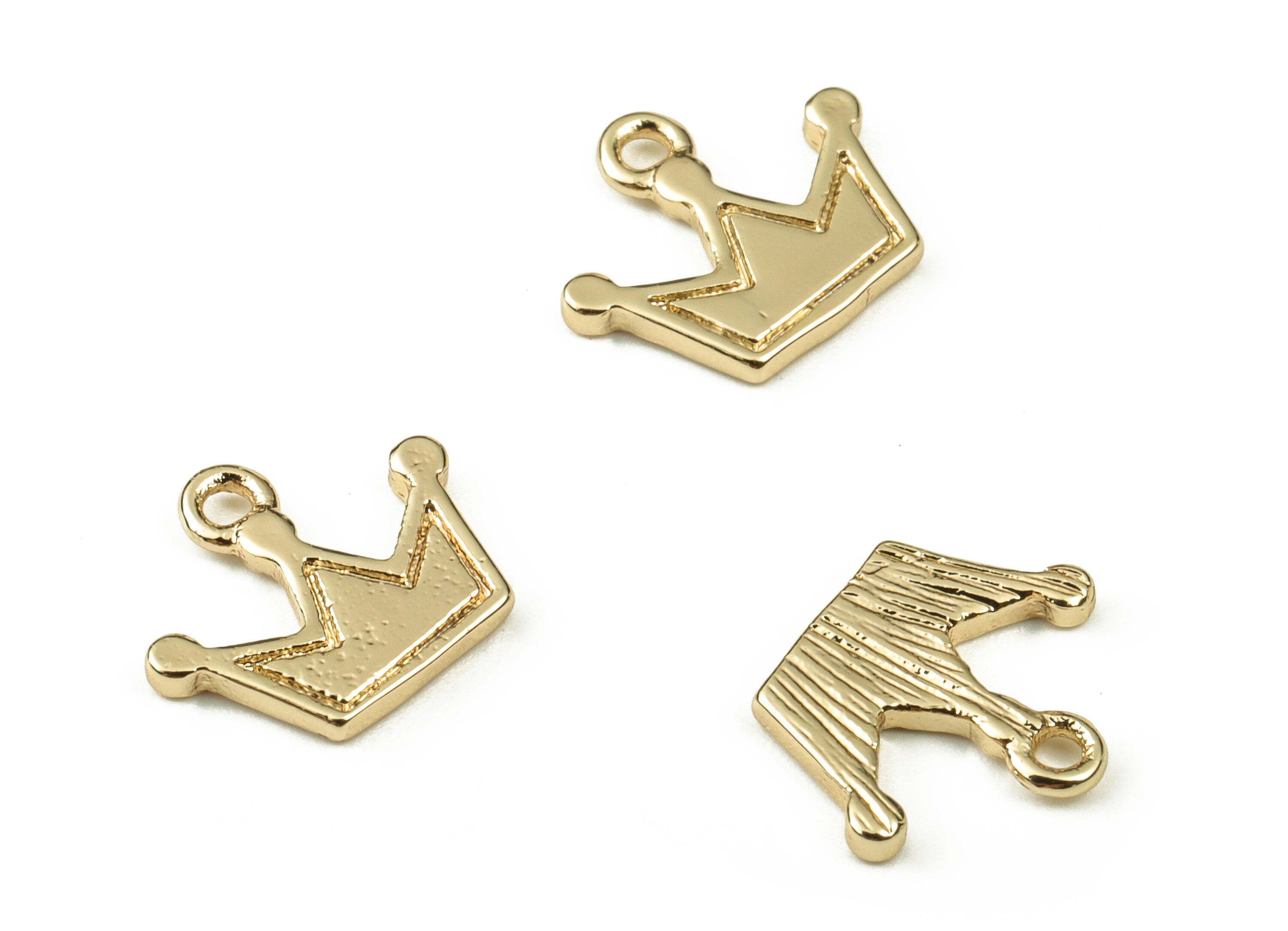 Brass Crown Earring Charms - Gold Crown Pendant - 18K Real Gold Plated Brass - Jewelry Making Supplies - 10.27x8.48x1.02mm - RGP3823 - DOMEDBAZAAR