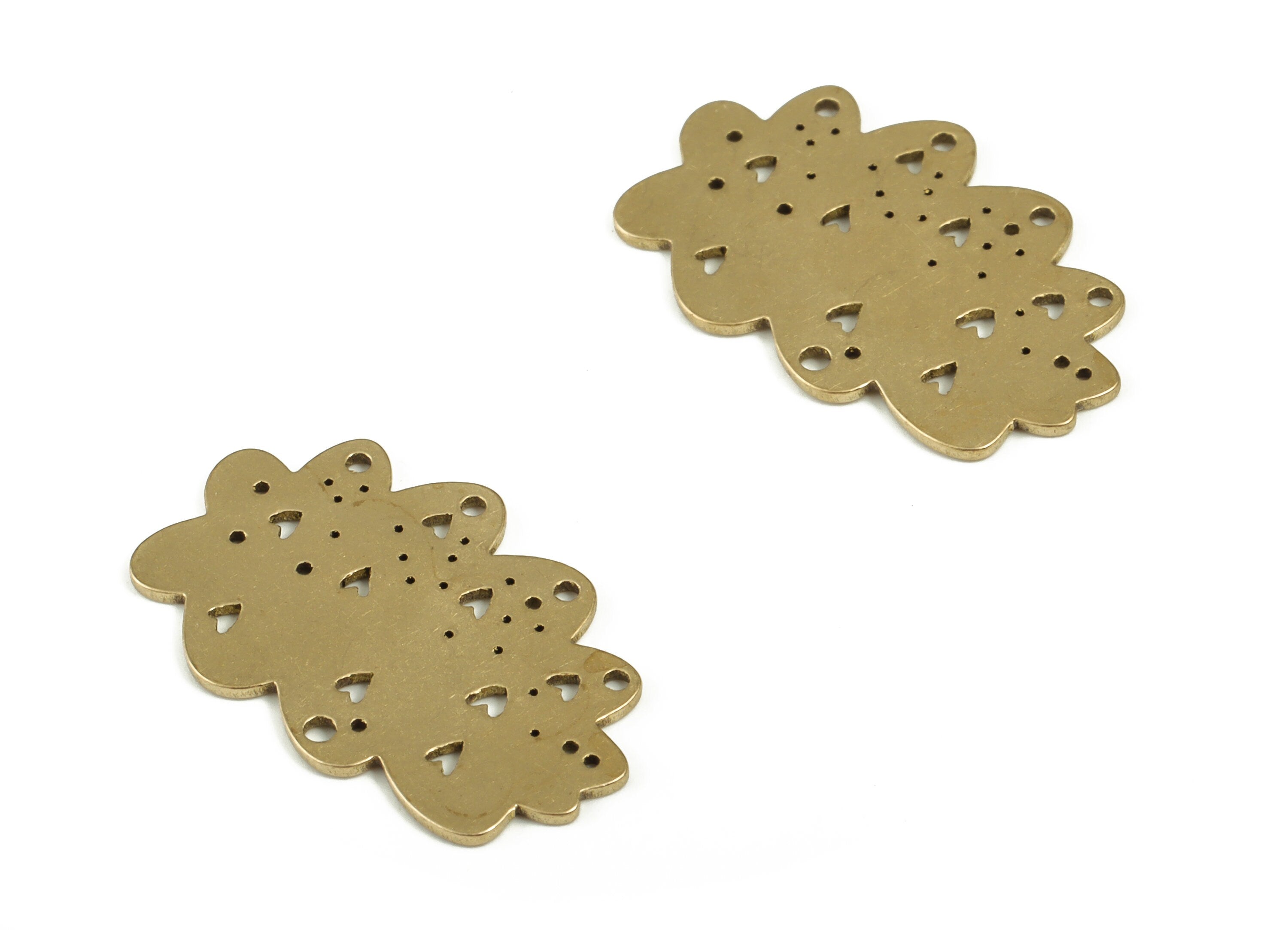Cloud Earring Connector - 5 Holes - Raw Brass Cloud Hearts Earring Charms - Jewelry Making Supplies - 21.94x13.82x0.68mm - PP4184 - DOMEDBAZAAR